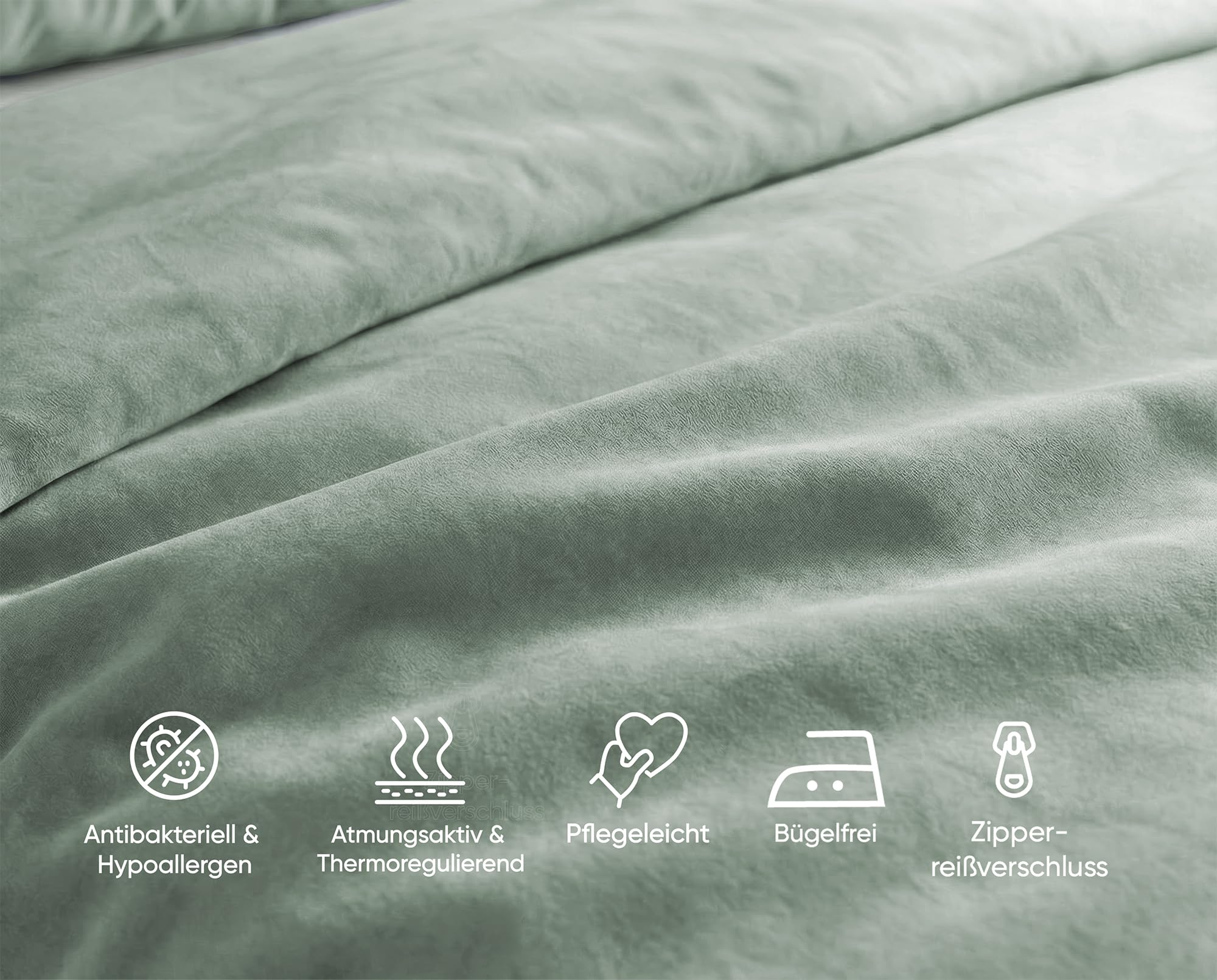 jilda-tex Premium Tencel™ Lyocell Bettwäsche Set 135x200 cm – Stonewashed, superweich, hypoallergen & atmungsaktiv – Oeko-TEX® Made IN Green Zertifiziert (Salbeigrün, 1 TLG. 80x80cm)