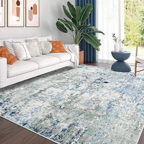 Miniatura 15 de Alfombras de área de 5 x 7 pies para sala de estar, antideslizante, lavable, resistente a las manchas, alfombra abstracta moderna de gran área