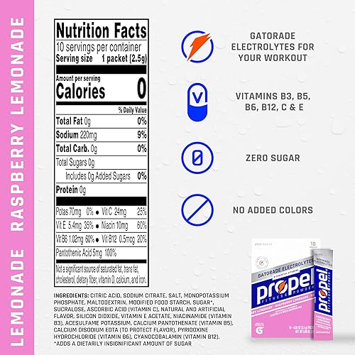 Miniatura 2 de Sobres de polvo Propel Sabor limonada de frambuesa con electrolitos vitaminas y sin azúcar - 120 unidades el empaque puede variar