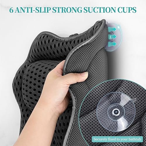 Miniatura 4 de Almohada de baño para el cuello de la bañera, soporte de espalda malla de aire 4D y ventosas antideslizantes Almohadas suaves para bañera -