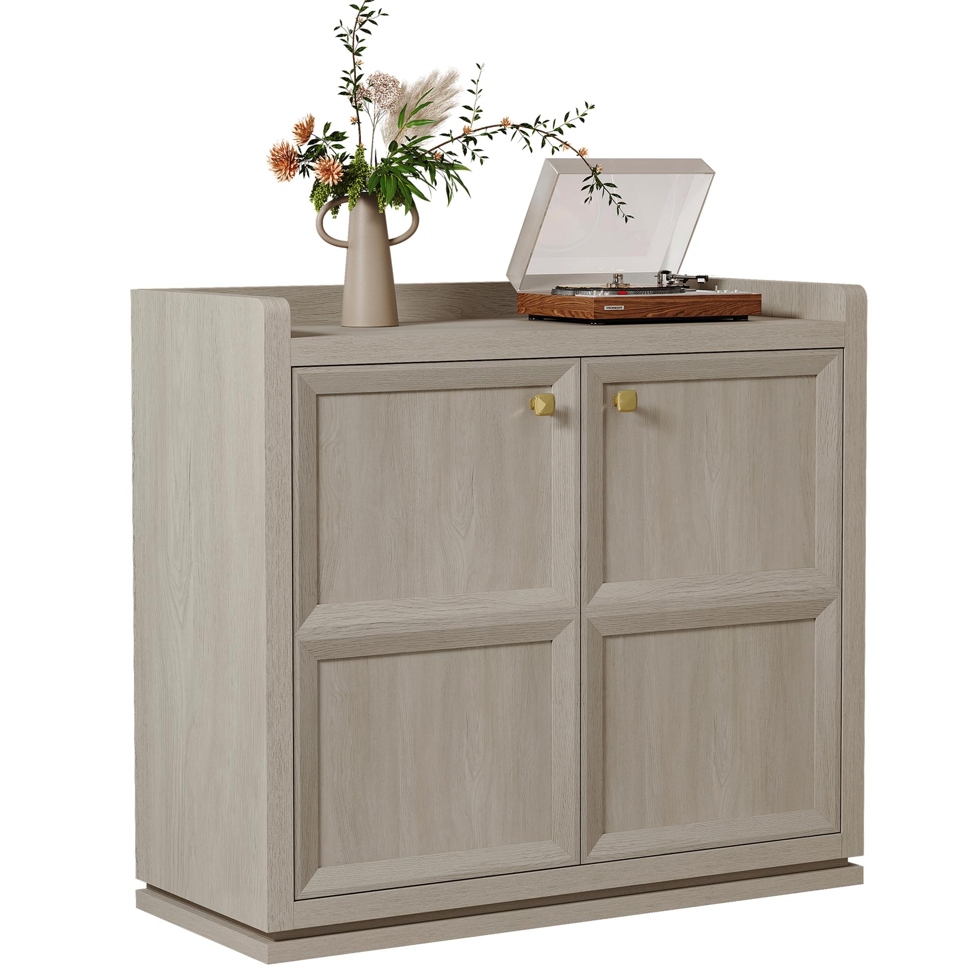 SICOTAS Buffet Cabinet with Storage 34" Sideboard Accent Storage Cabinet for Bedroom Dining Room Living Room Entryway with Doors & Shelves Modern