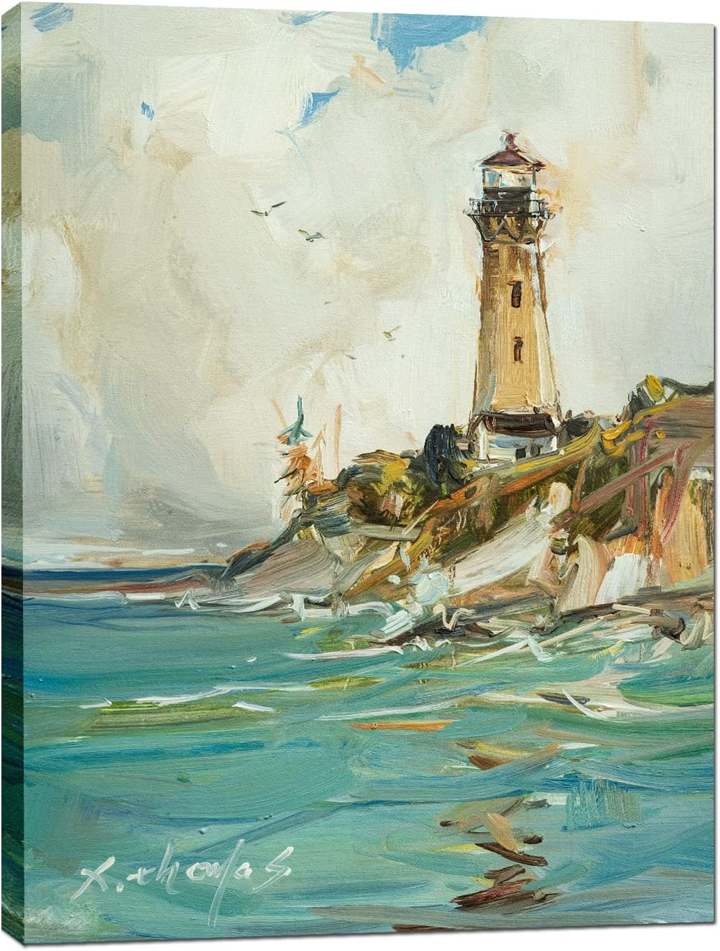 Bathroom Wall Decor Ocean Lighthouse Canvas