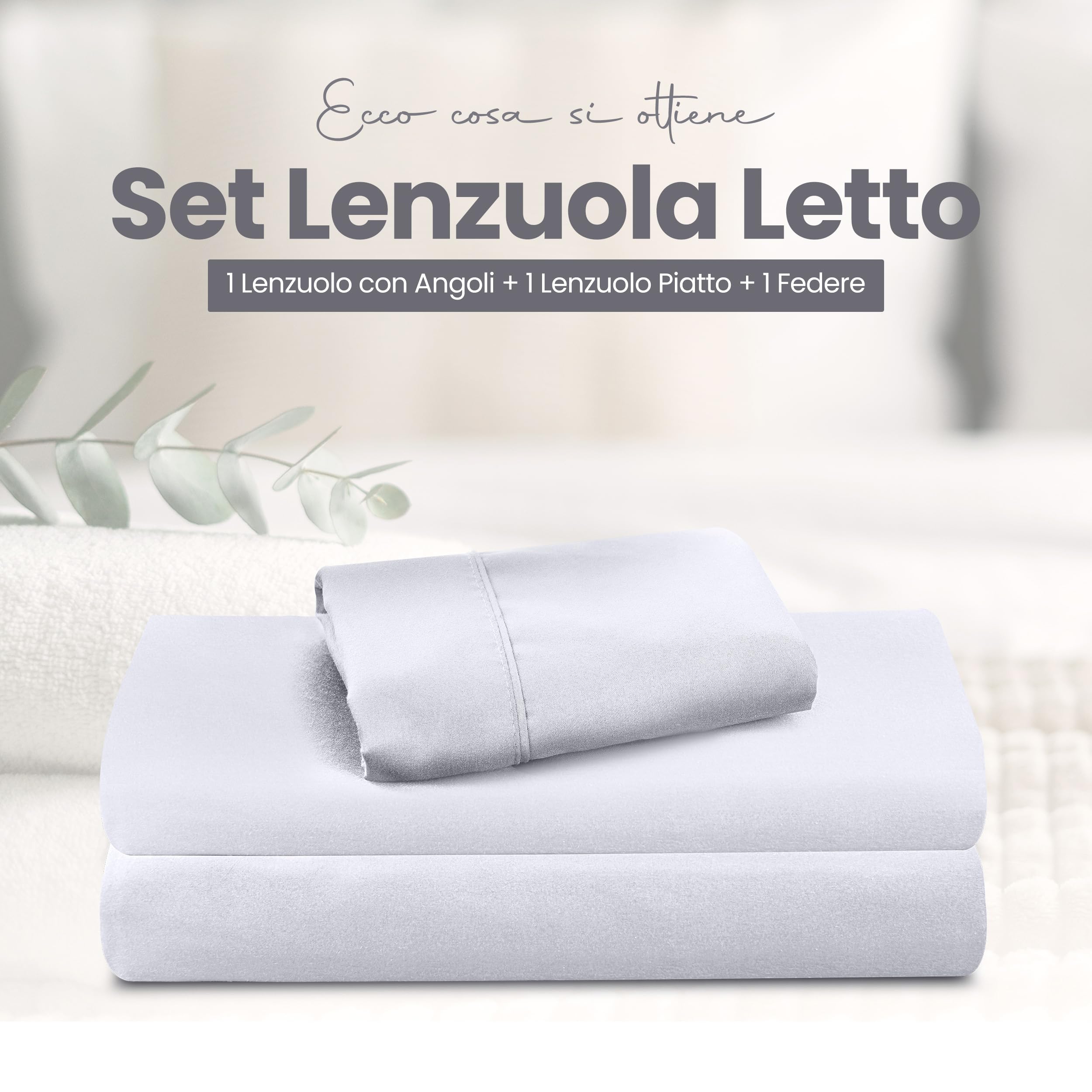 Utopia Bedding - Set Lenzuola Letto Singolo 3 Pezzi 90x190 cm - Spazzolata Poliestre di Microfibra - Oeko-Tex Certificato - Lenzuolo con Angoli, Lenzuolo Piatto e 1 Federa 50x75, Bianco