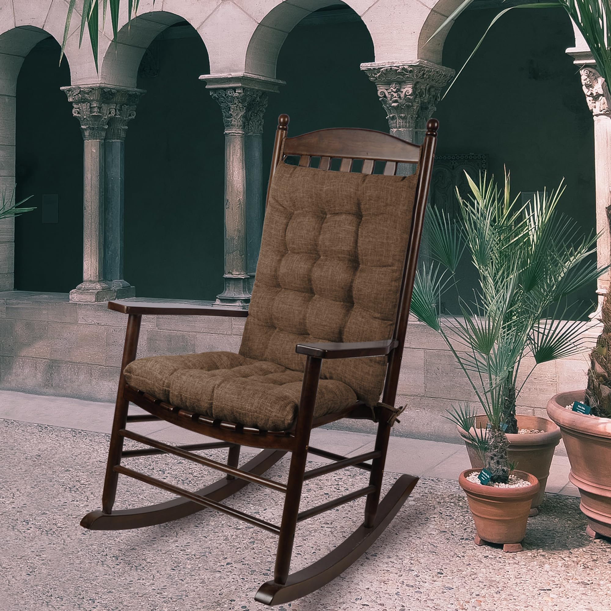 ELFJOY Extra Large Rocking Chair Cushion Thick Linen Chair Pads Back ...