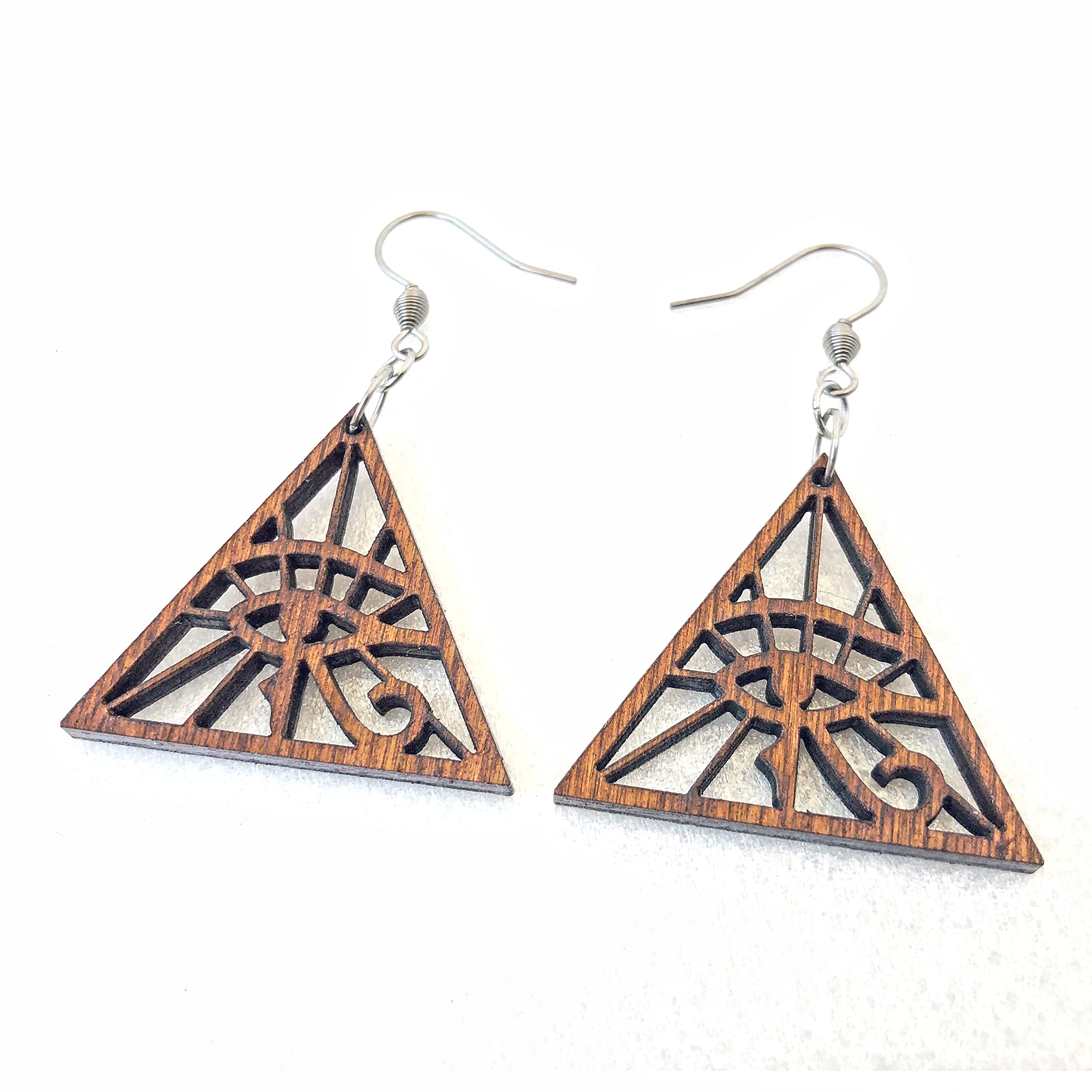 Wedjat Eye Wooden Earrings - Sacred Symbols wedjat eye earrings, Eye of Horus Earrings, Egyptian Symbol Earrings, Protection Royal Power Jewelry