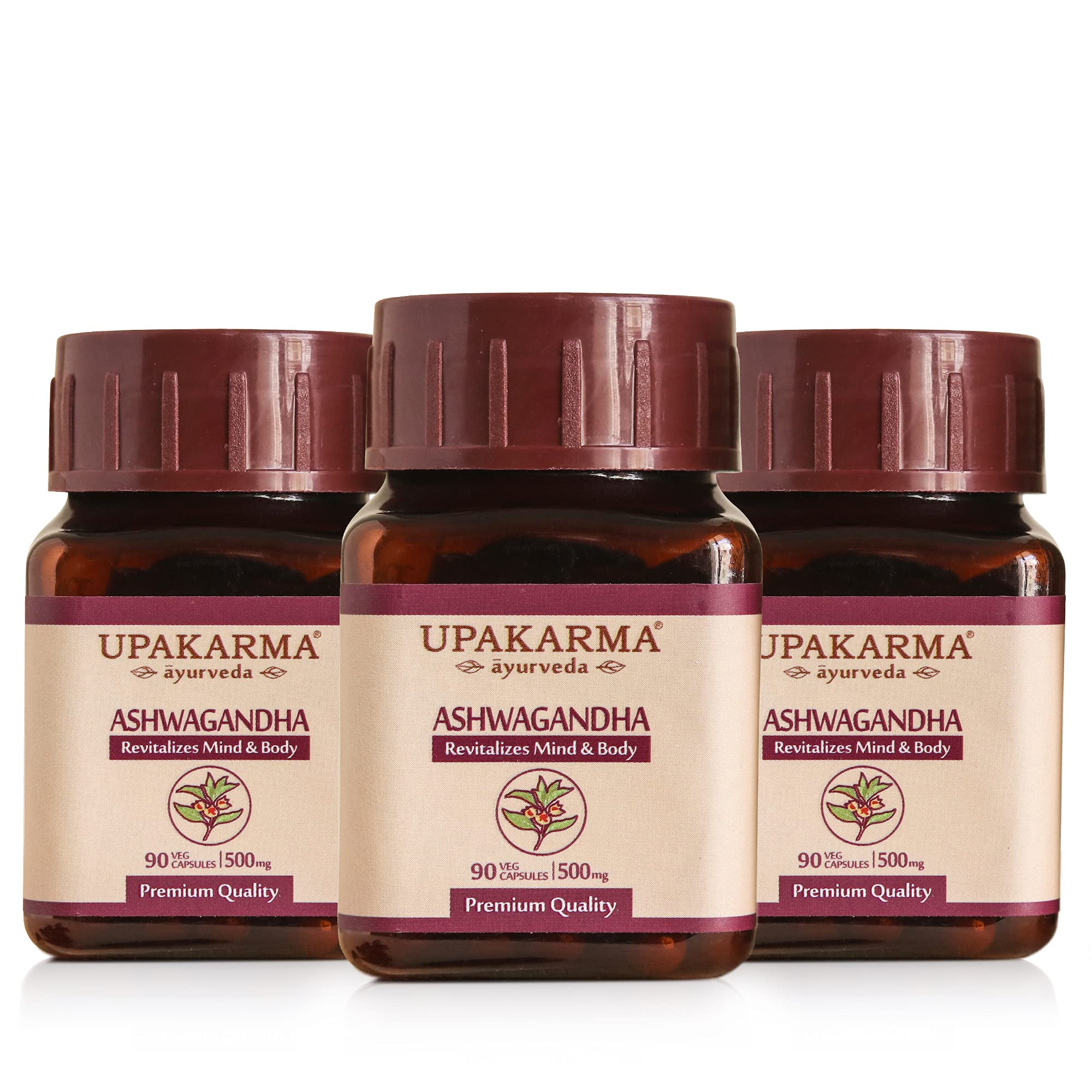 UPAKARMA Ashwagandha | Pure Extract Based (500mg) | Helps Relieve Stress & Anxiety, Immunity Booster | Mood Lifter | Lab Tested, R&D Backed, 90 Veg Capsules, Pack of 3 (B07P6KLJG7) Amazon Price History, Amazon Price Tracker