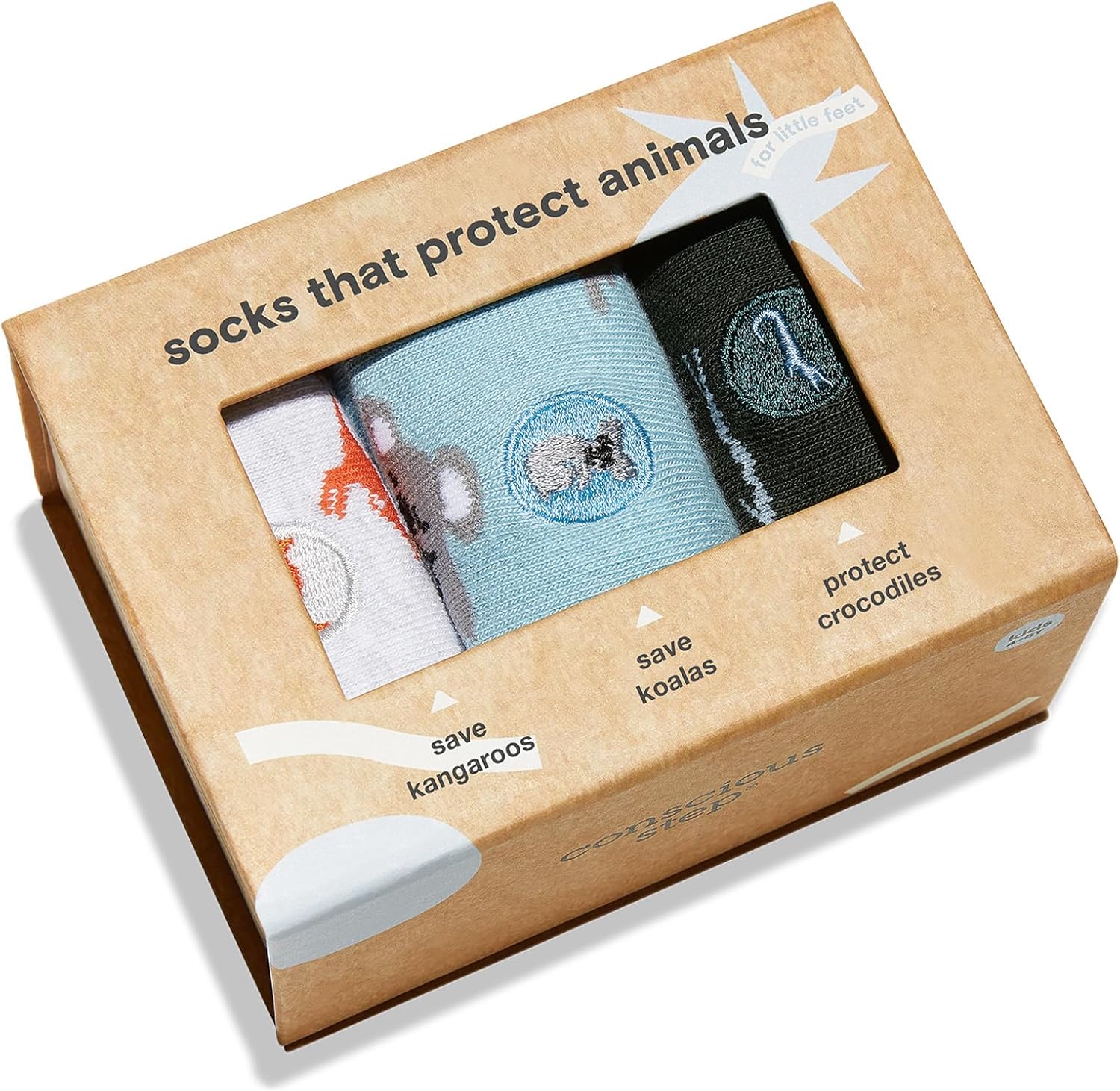 Conscious Step Kid's Fair Trade Organic Youth Cotton Crew Socks | Every Pair Supports our Nonprofit Partners | Gift Box