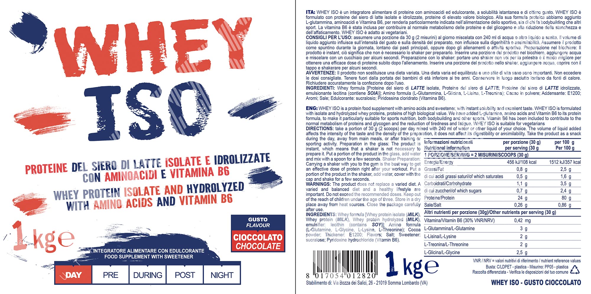 Prolabs Whey Iso 2 kg - whey proteine isolate idrolizzate siero del latte (cacao)
