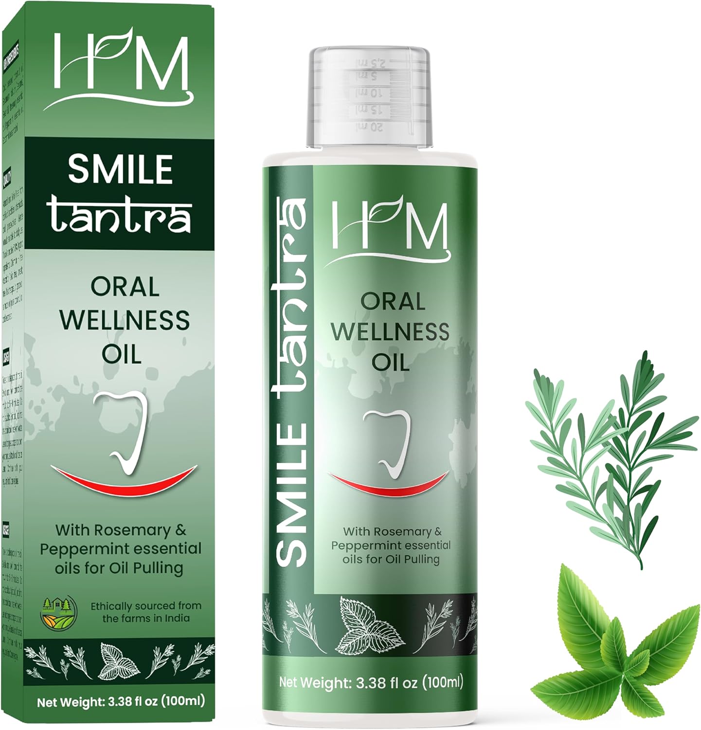 Happy Moms Oil Pulling with Rosemary & Peppermint Essential Oils for Oral Health, Healthy Teeth and Gums, Alcohol Free Mouthwash, Teeth Whitening, Helps with Bad Breath and Freshens Mouth