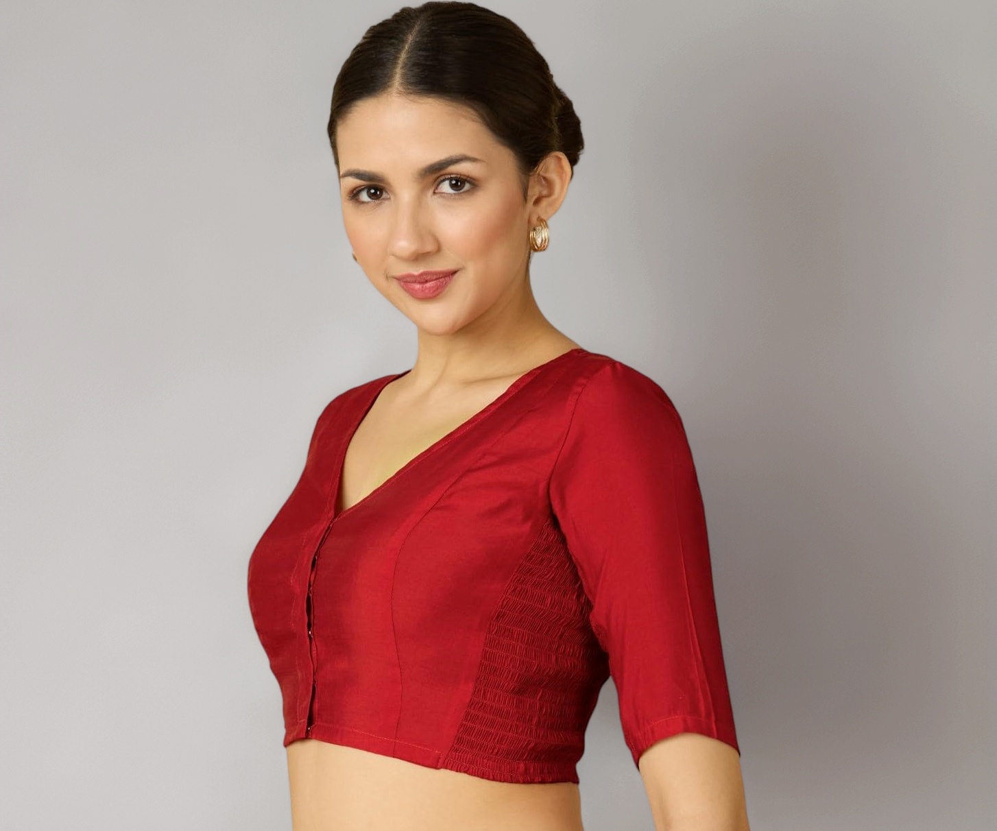 Women's Cotton Stretchable (Smocked) Readymade Saree Blouse