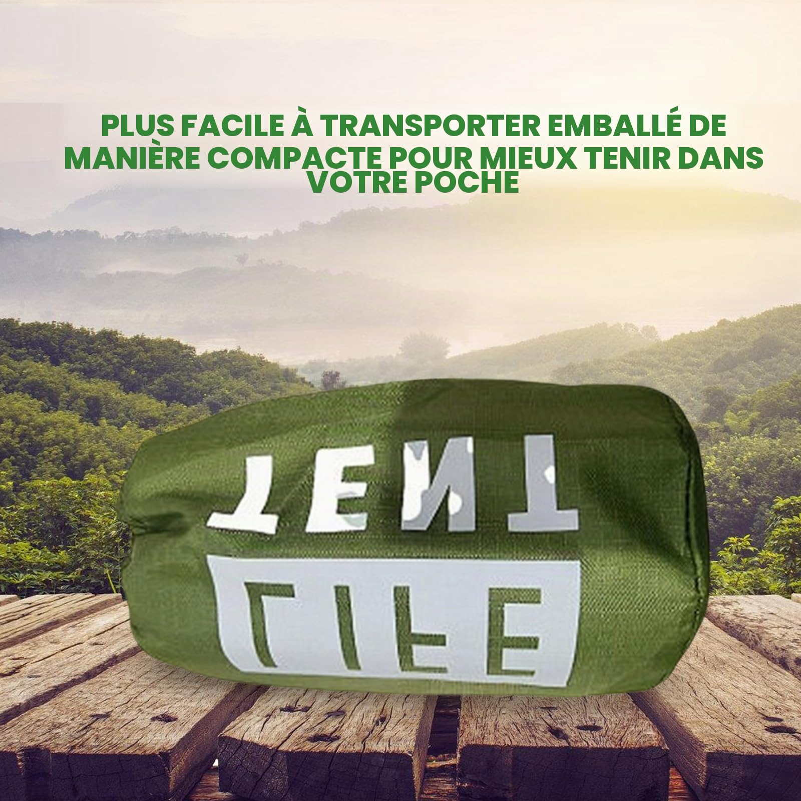 Sac de bivouac d'urgence réutilisable, tente d'urgence avec sac de transport & sifflet de signalisation & poncho de pluie d'urgence, tente de sauvetage pour camping, randonnée, premiers