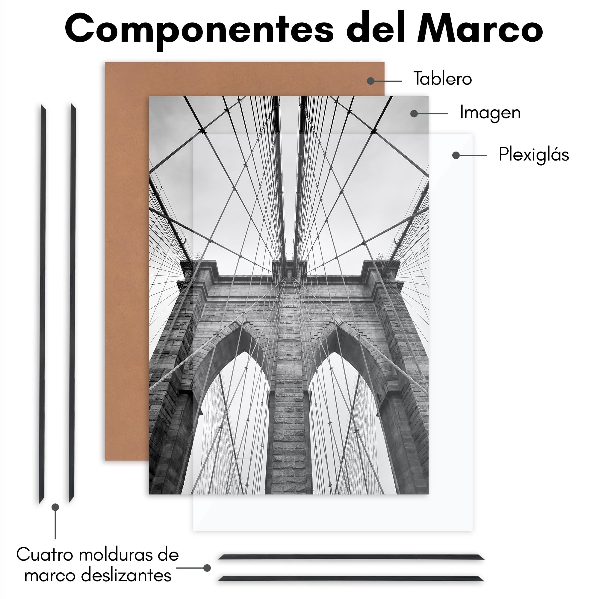 Americanflat Marco de Fotos de 70x100 cm en Negro - 3 Unidades - Marco para Póster de 100x70 cm con Finos Bordes, Cubierta de Plástico Resistente y Accesorios para Colgar Horizontal y Vertical