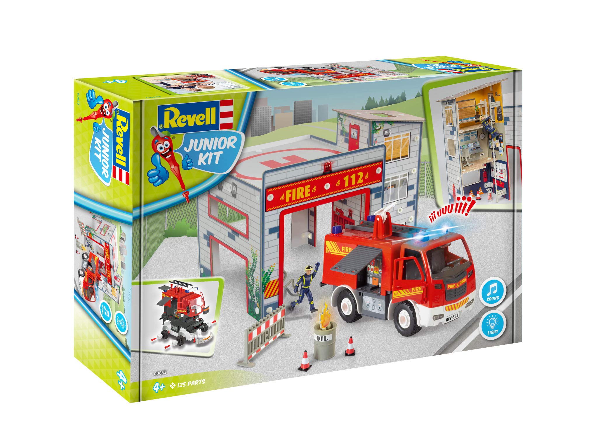 Revell Junior Kit - 00852 - Playset Caserne de Pompier à Construire avec Camion de Pompier