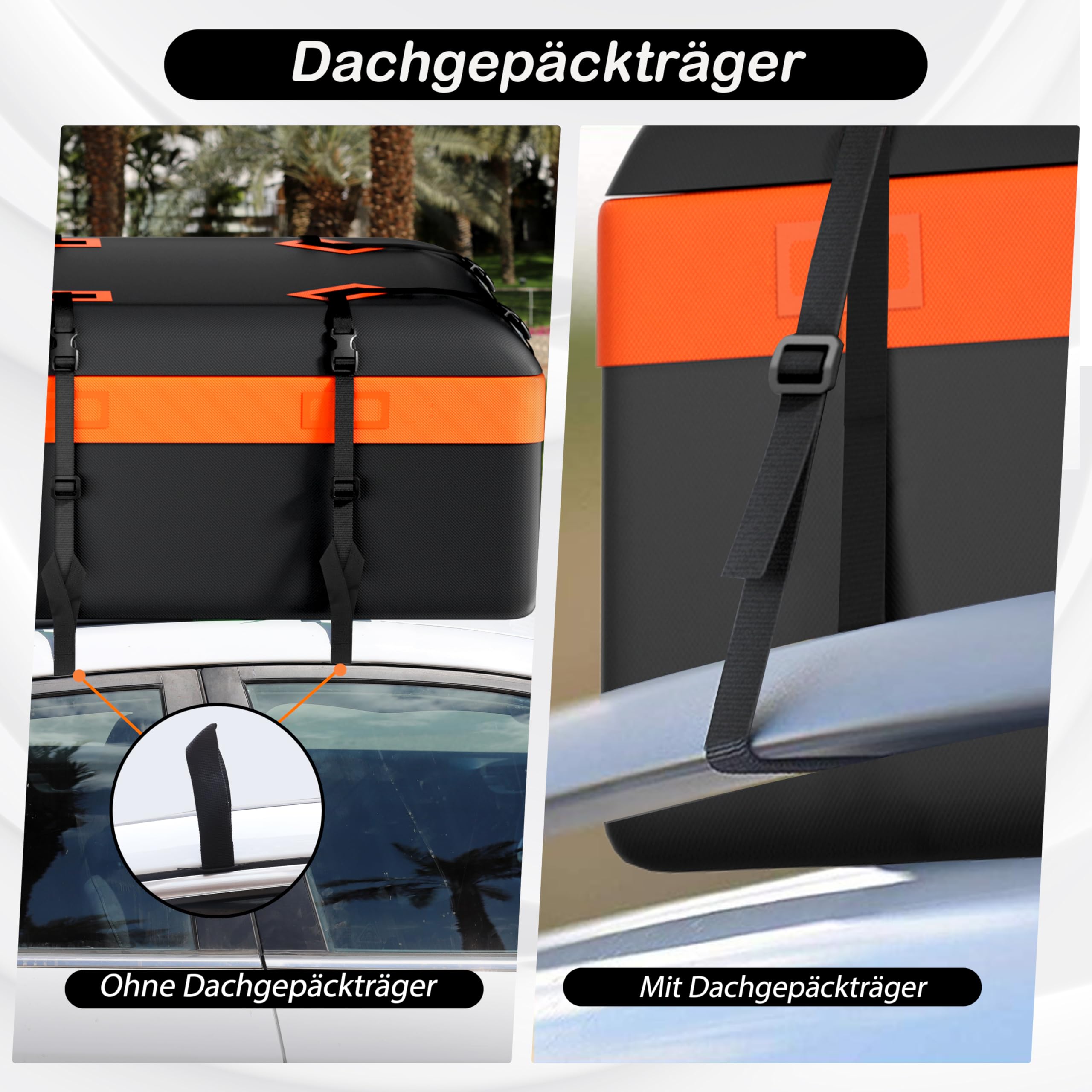 Einesin Dachbox Auto, Dachgepäckträger Tasche, Faltbare Dachkoffer, mit Anti-Rutsch-Matte und Gepäckschloss, für Fahrzeuge mit/ohne Gepäckträger Gepäcktransport, Vans, SUVs (112X86X43CM)