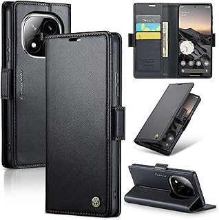 جراب موبايل 023 قابل للطي من الجلد الصناعي الفاخر بفتحة للبطاقات متوافق مع موبايل ريدمي نوت 14 برو شبكة الجيل الرابع 4G من انبلاك (لون أسود)