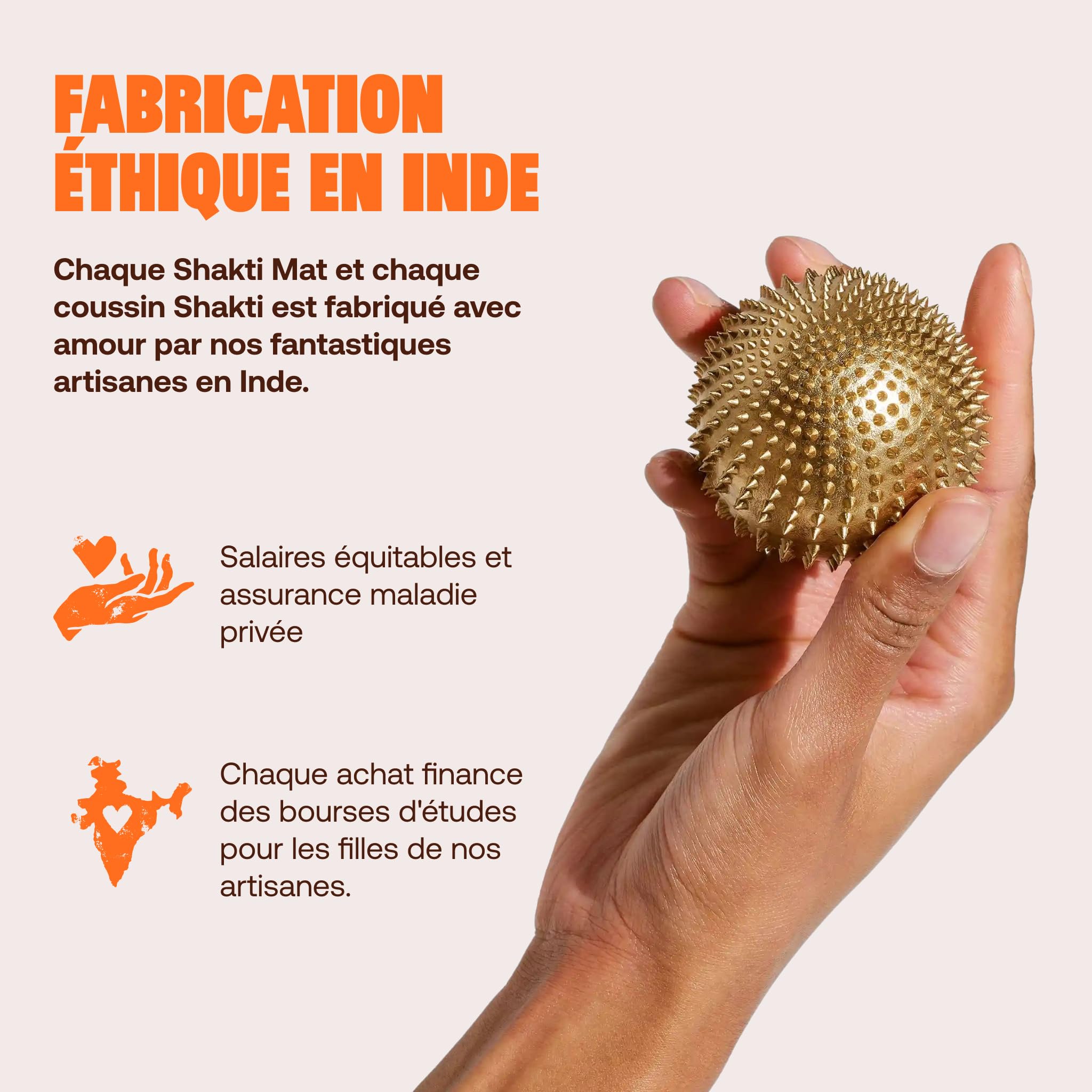 ShaktiMat [L'original depuis 2007] Balle de massage Acupression - Massage pieds, mains, cou, mollets - Anti-stress - Fabrication éthique - Avec tapis en liège naturel