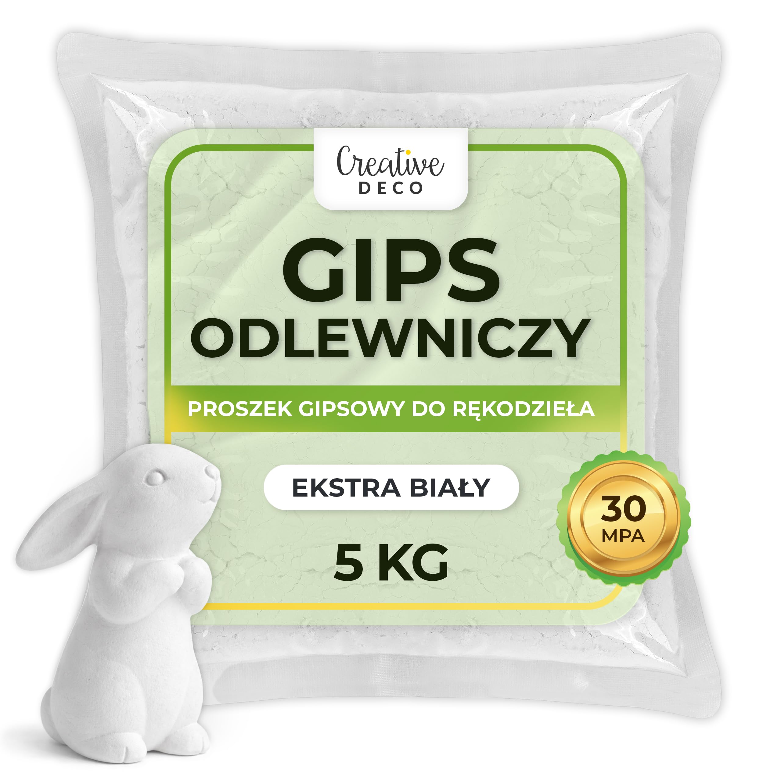 Creative Deco Gips w Proszku 5kg Czysta Biel Masa do Odlewów Biały