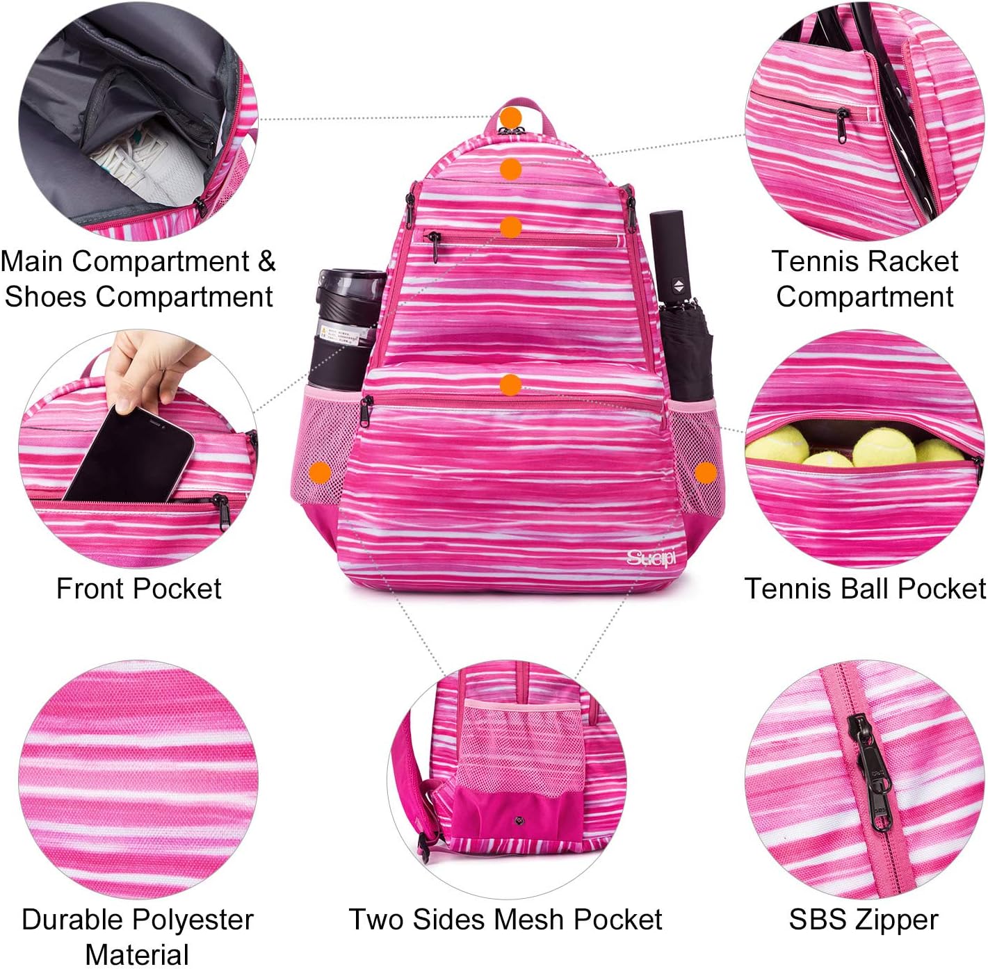 Sucipi Tennis Bag Professional Tennis Backpack for Men and Women Racket Bags Holds 2 Rackets with Ventilated Shoe Compartment : Sports & Outdoors