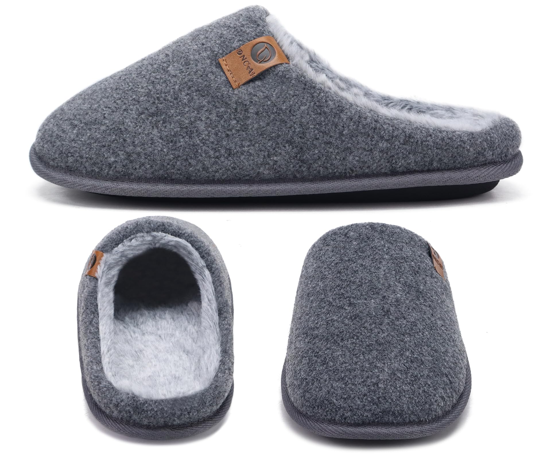 ONCAI Pantofole da Uomo Invernali, Comoda Memory Foam Calde Scarpe da Casa in Lana Con Suola Antiscivolo Taglia 40-49 EU