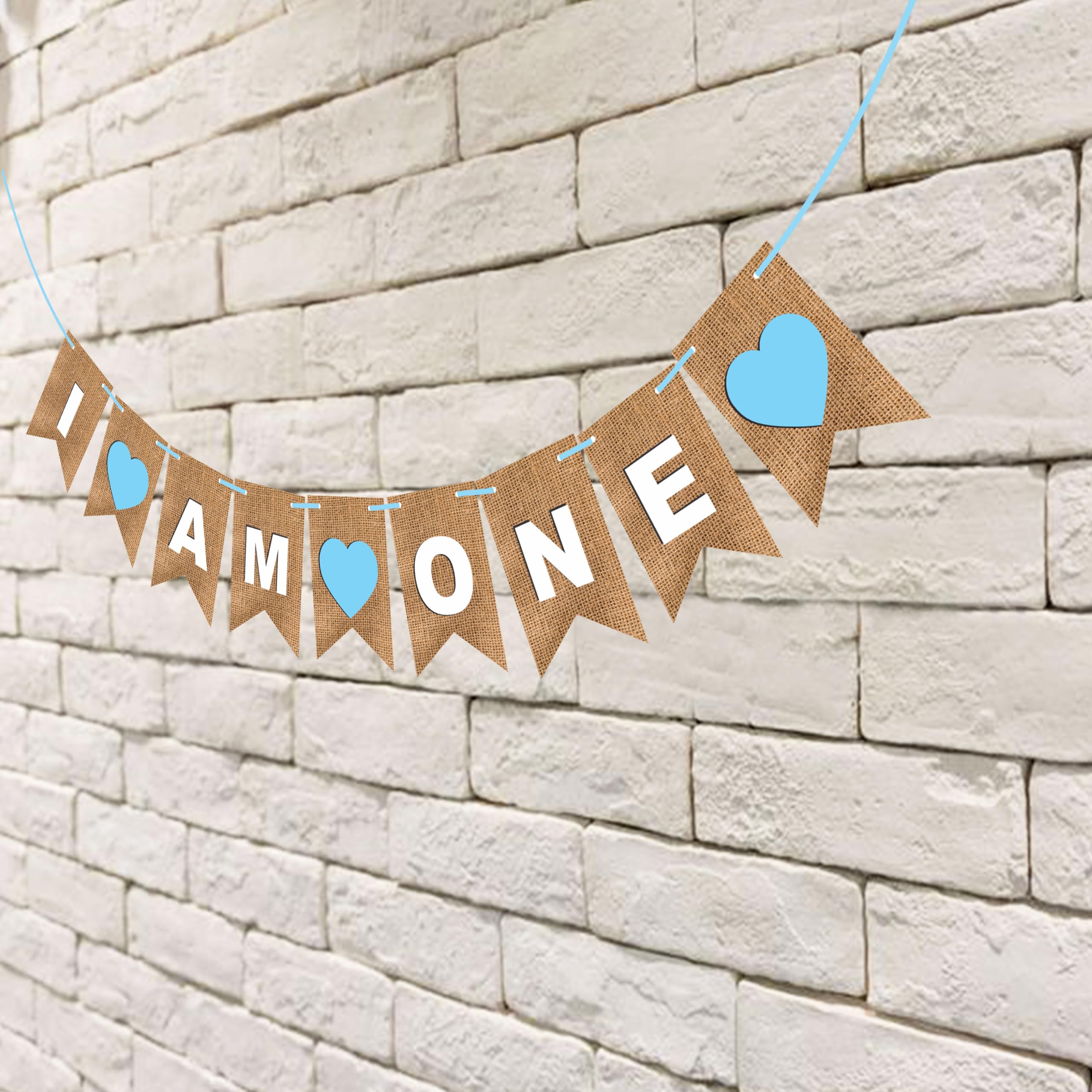 Wobbox First Birthday Party Banner Reverse Cutting "I am One" Party Decoration, Blue, Birthday Decoration Item — Amazon image 4