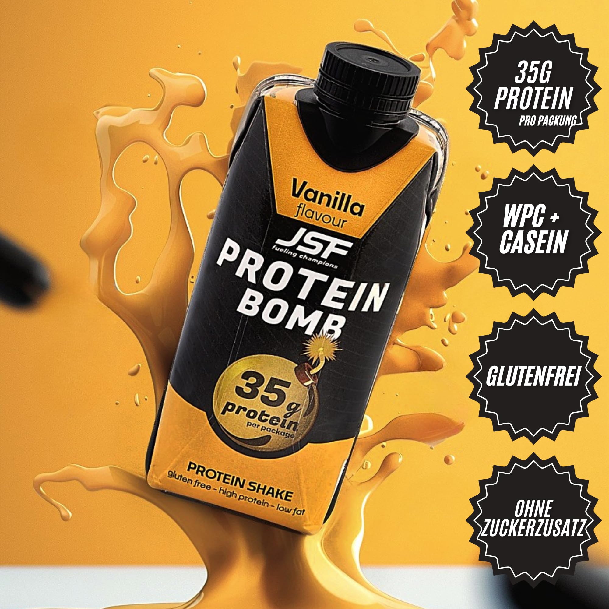 JSF fueling champions 18x Protein Shake 350 ml zestaw – bez dodatku cukru, 35 g białka, napój białkowy – wanilia – bezglutenowy – posiłek do picia, zamiennik posiłku