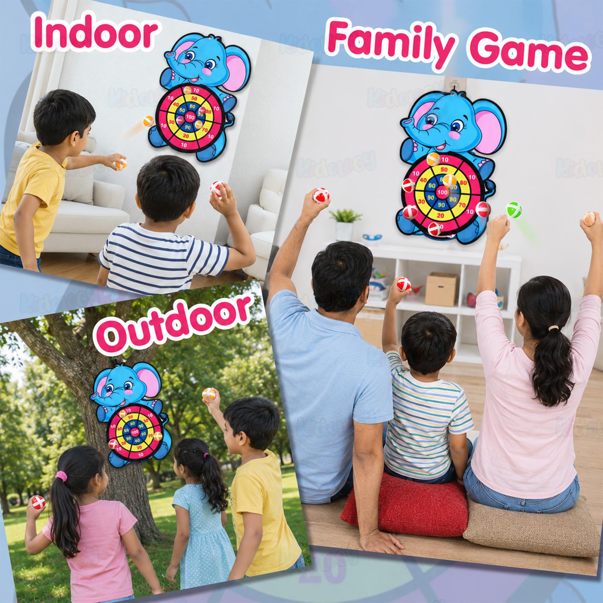 Kidology Dart Game Board for Kids Age 3 Year Above | 10 Sticky Balls, Indoor/Outdoor Multi-Player Party Game, Perfect for Kids Boys & Girls, Birthday Gift for Children — Amazon image 4