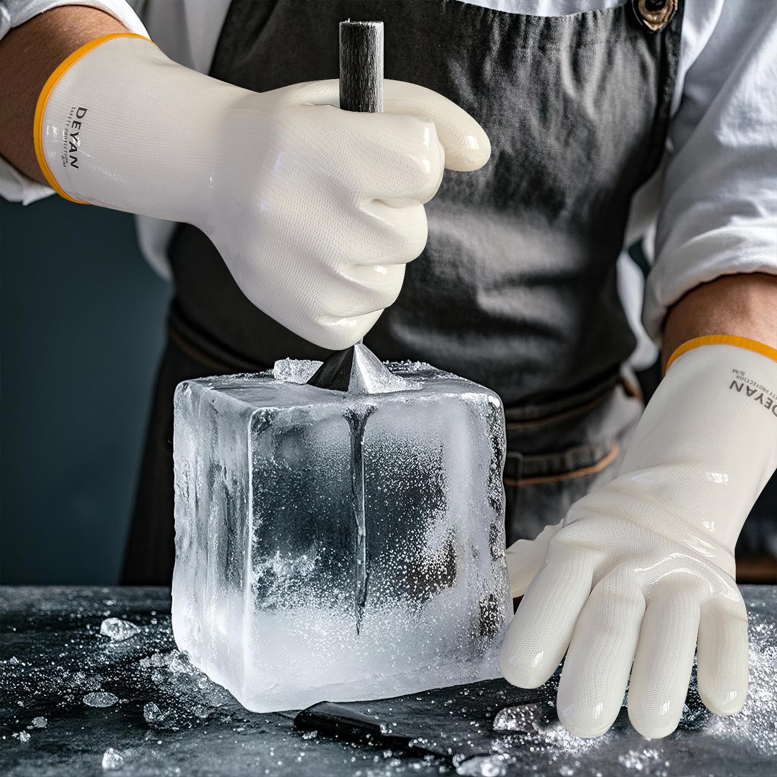 DEYAN Guantes de silicona para barbacoa y horno, grado alimenticio, resistentes al calor, impermeables y a prueba de aceite, para asar, hornear, freír, cocinar, manga larga y agarre antideslizante, 1