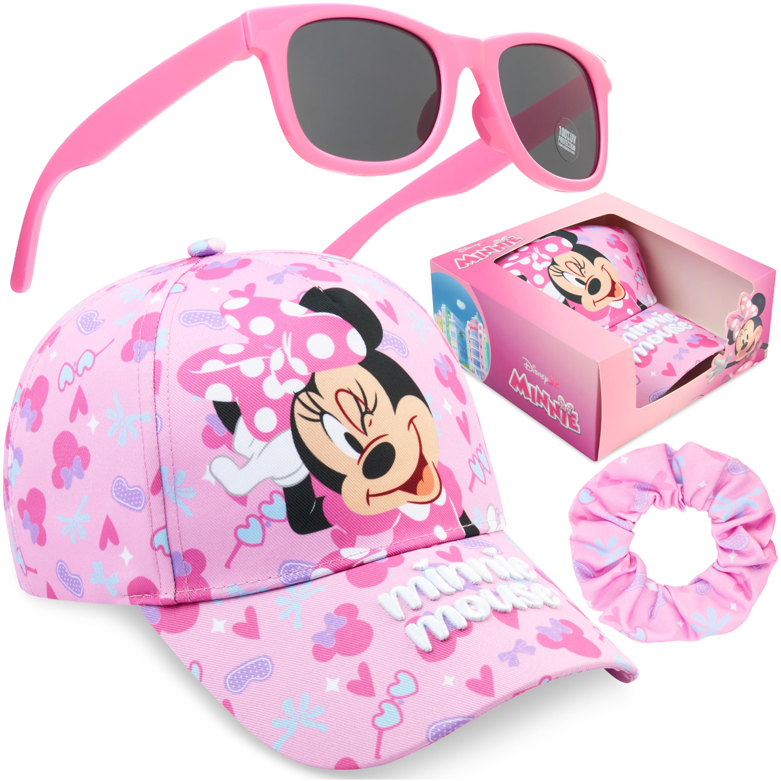 Gorra Niña con Gafas de Sol UV400 y Coletero Set Patrulla Canina Frozen Princesas Disney Minnie Mouse Barrio Sesamo