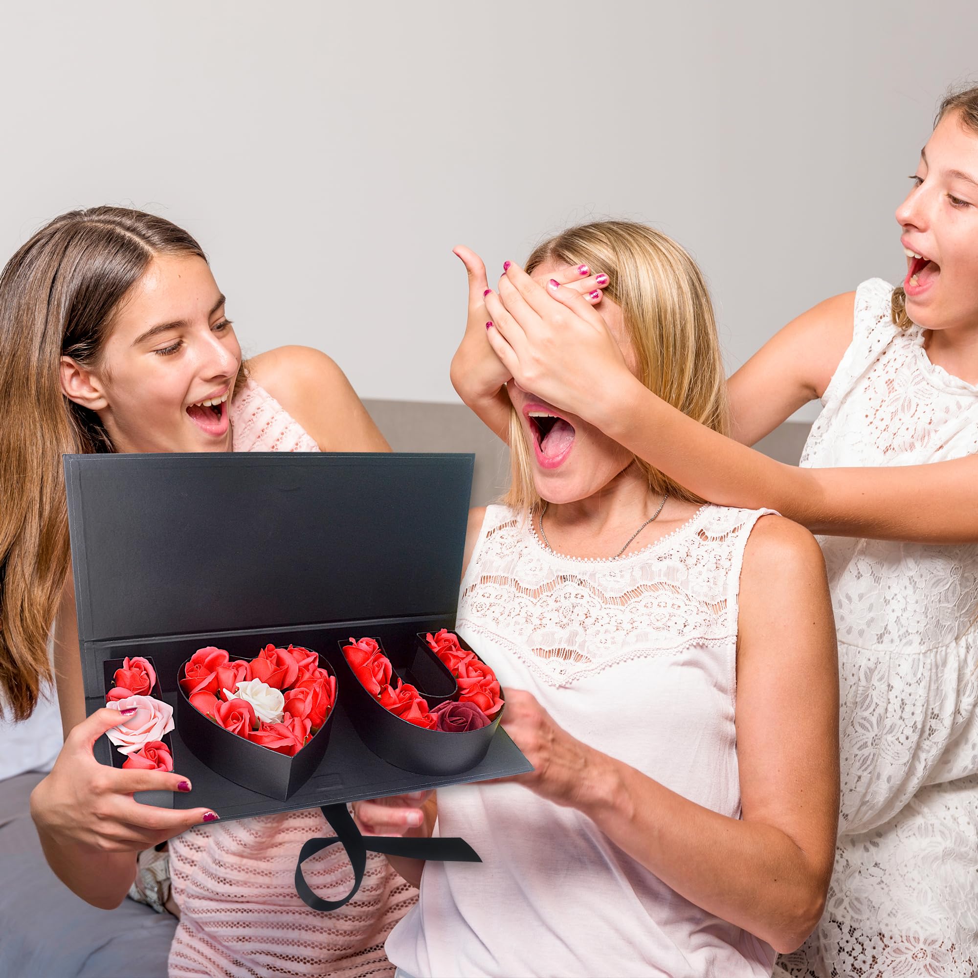 Scatola regalo con fiori di San Valentino: "i Heart U" grandi scatole per fiori con nastro per Natale, festa di nozze, bomboniere d'amore per la mamma, regalo per addio al nubilato, confezione di