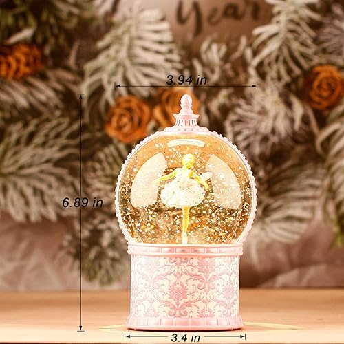 Miniatura 4 de Globos de nieve de Navidad de bailarina musical, globo de nieve iluminado de 7.1 pulgadas con purpurina giratoria, funciona con pilas y alimentado