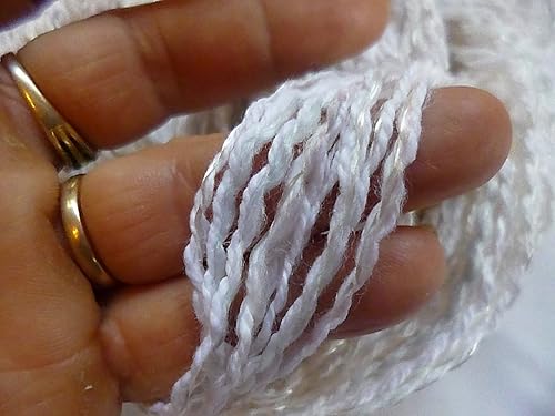 Casco Bay - Hilo de ganchillo para tejer con mezcla de rayón de algodón blanco