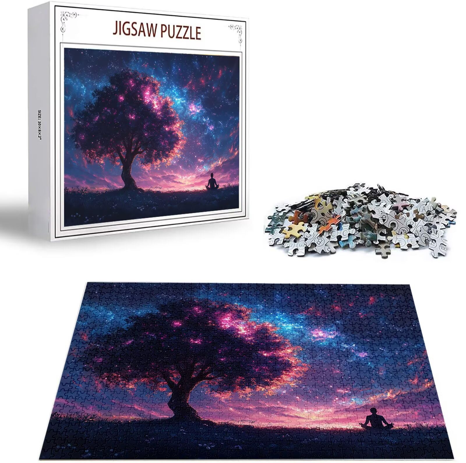 Puzzle 1500 elementów Dorośli gwiaździste niebo, puzzle 1500 elementów idealnie zagnieżdżone litery z tyłu, drzewo gra edukacyjna wyzwanie policzek klasyczne puzzle, prezent dla dorosłych i
