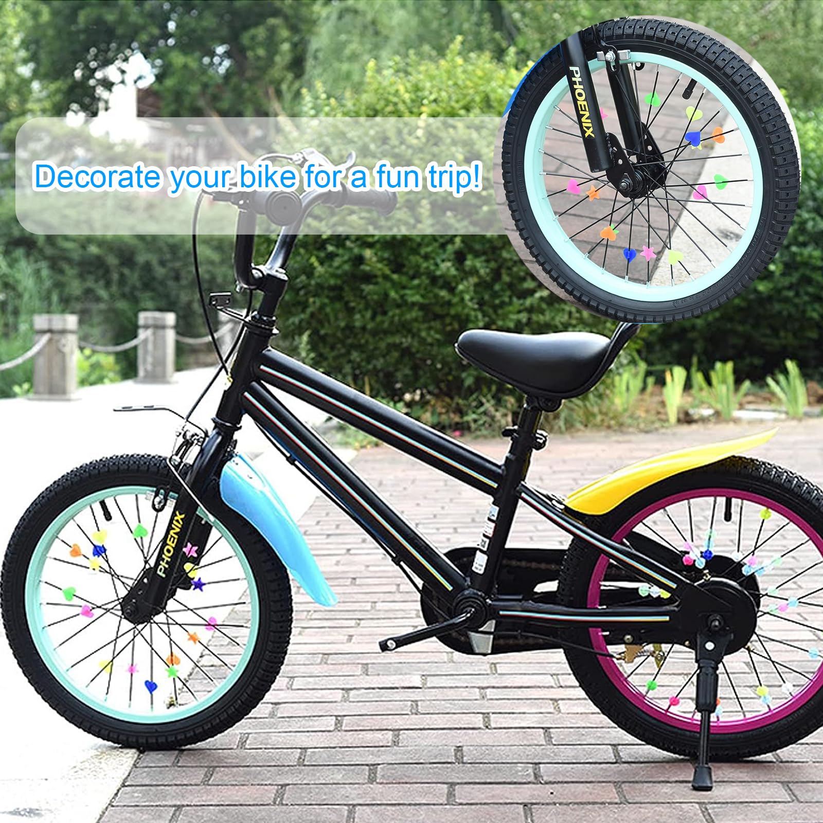 210 sztuk kolorowych szprych rowerowych akcesoria rowerowe dla dzieci, koraliki szprychowe do roweru dziecięcego, odblaskowe zatrzaski na szprychy, dekoracje na szprychy rowerowe dla dziewcząt i