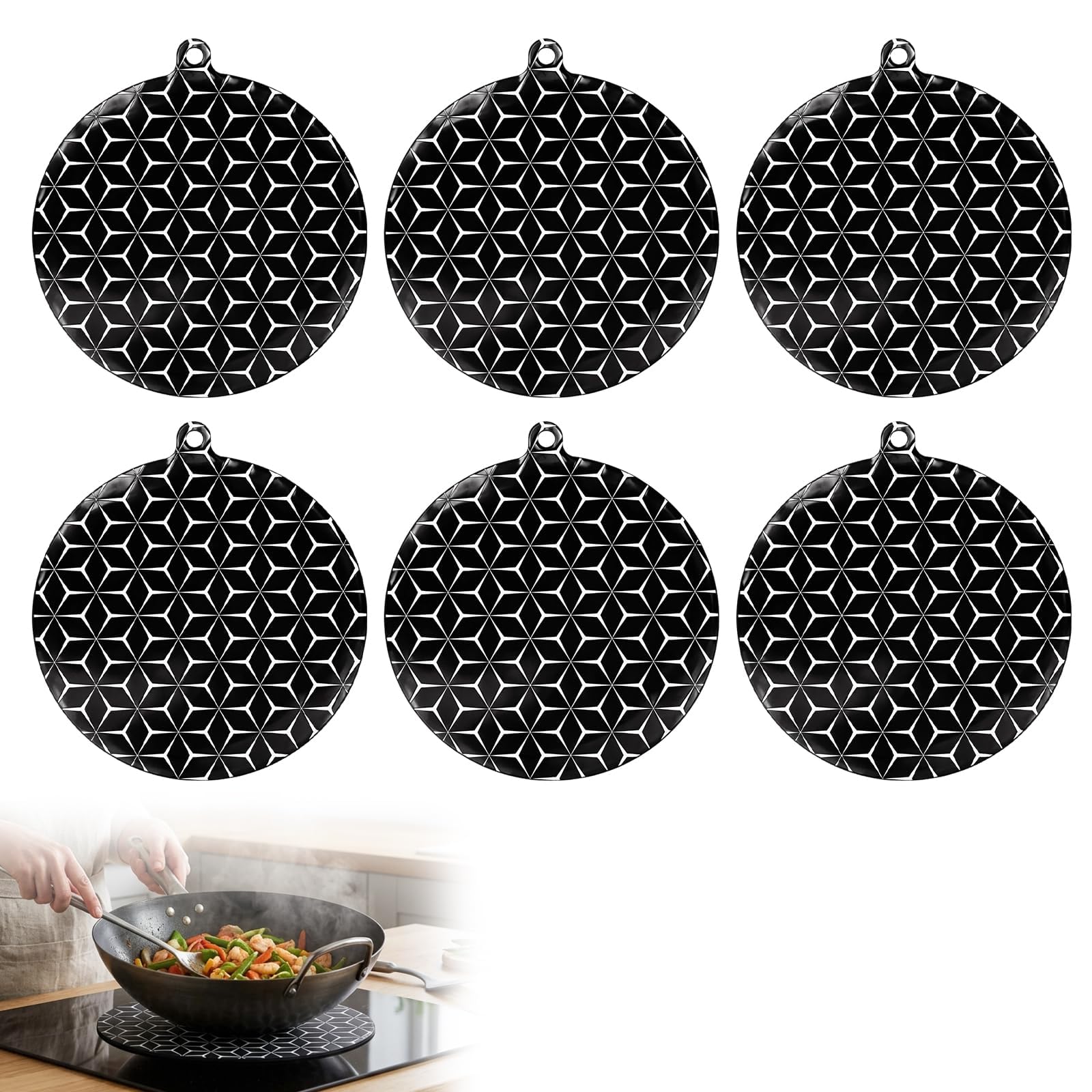 2PCS Induction Cooktop Mat Set, Anti-Scratch Protection Pads with Induction Cover Protector, Hob Mat for Cooking Surface, Black-image-30