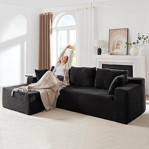 Sofá modular Cloud de 104 pulgadas con diván en forma de L, sofás tapizados modernos con asiento profundo, sofá comprimido de esponja de pana para