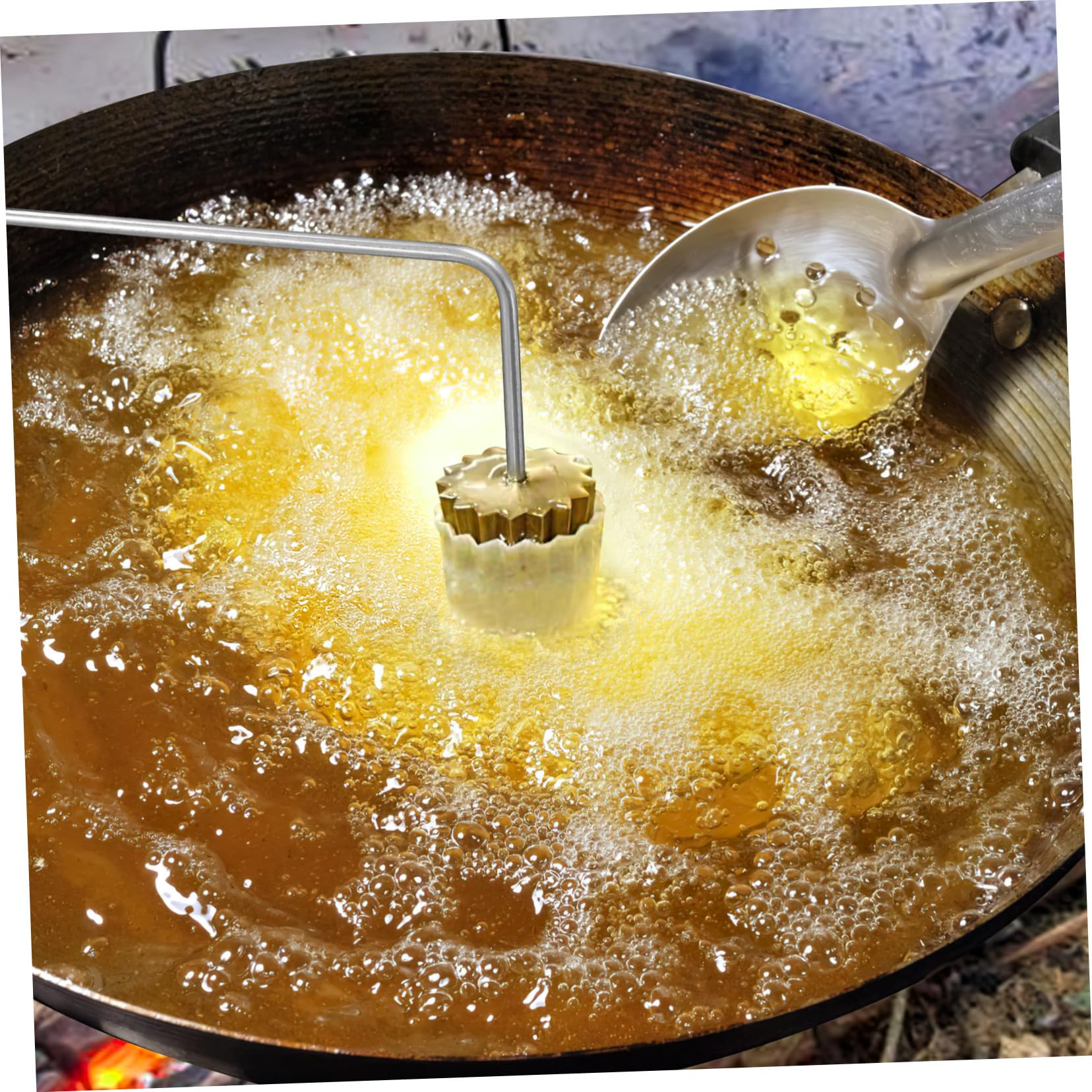 VICASKY 2 Stück Kleine Goldene Pancake Form aus Lebensmittelechtem Material Fein Polierte Oberfläche Vielseitige DIY Backform für Eierkuchen Kekse und Südostasiatische Nyonya Snacks für