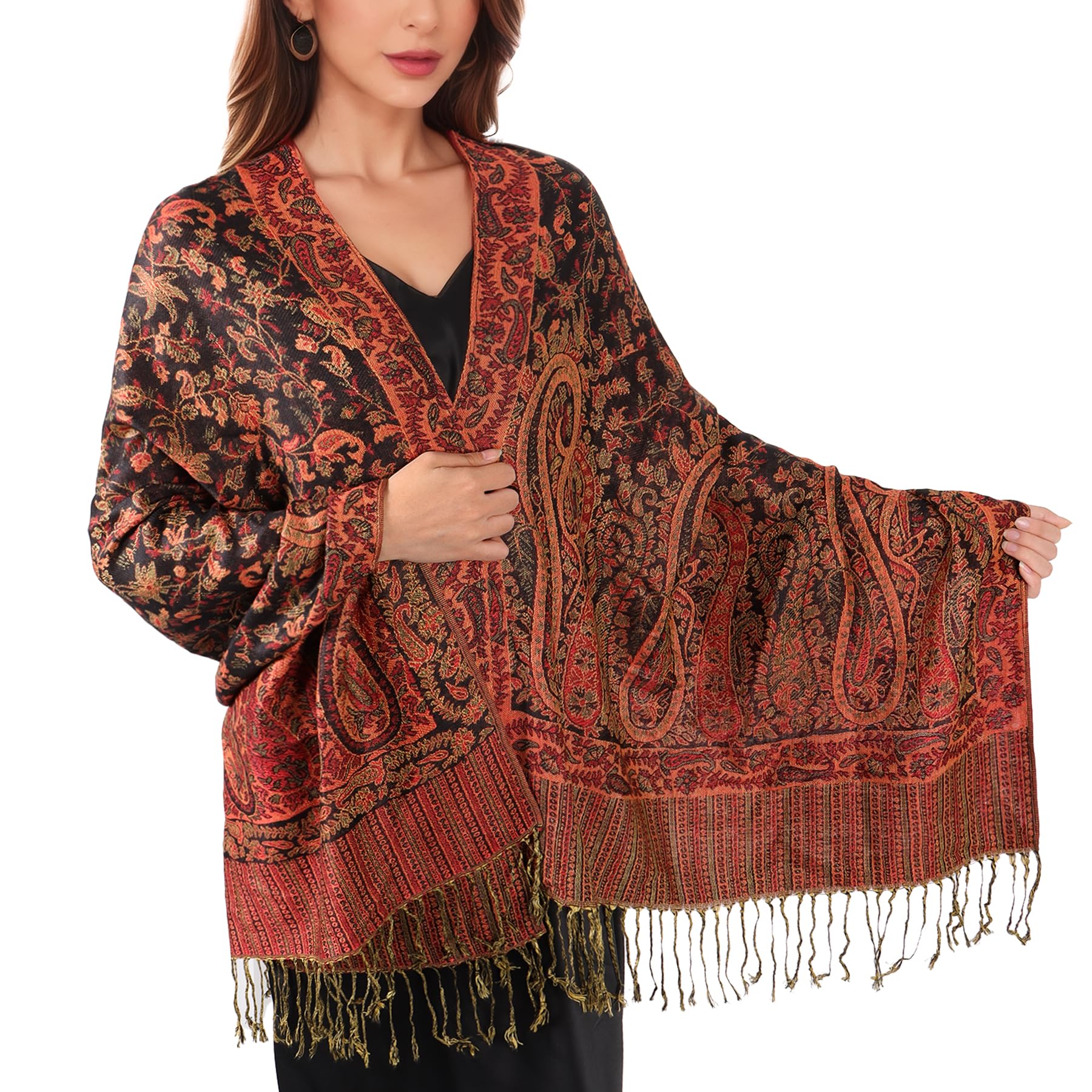 MUQU Women Pashmina Shawls and Wraps Scarf–Soft, Cozy, Lightweight and Versatile Wrap–Elegant Paisley Patterns–All Seasons