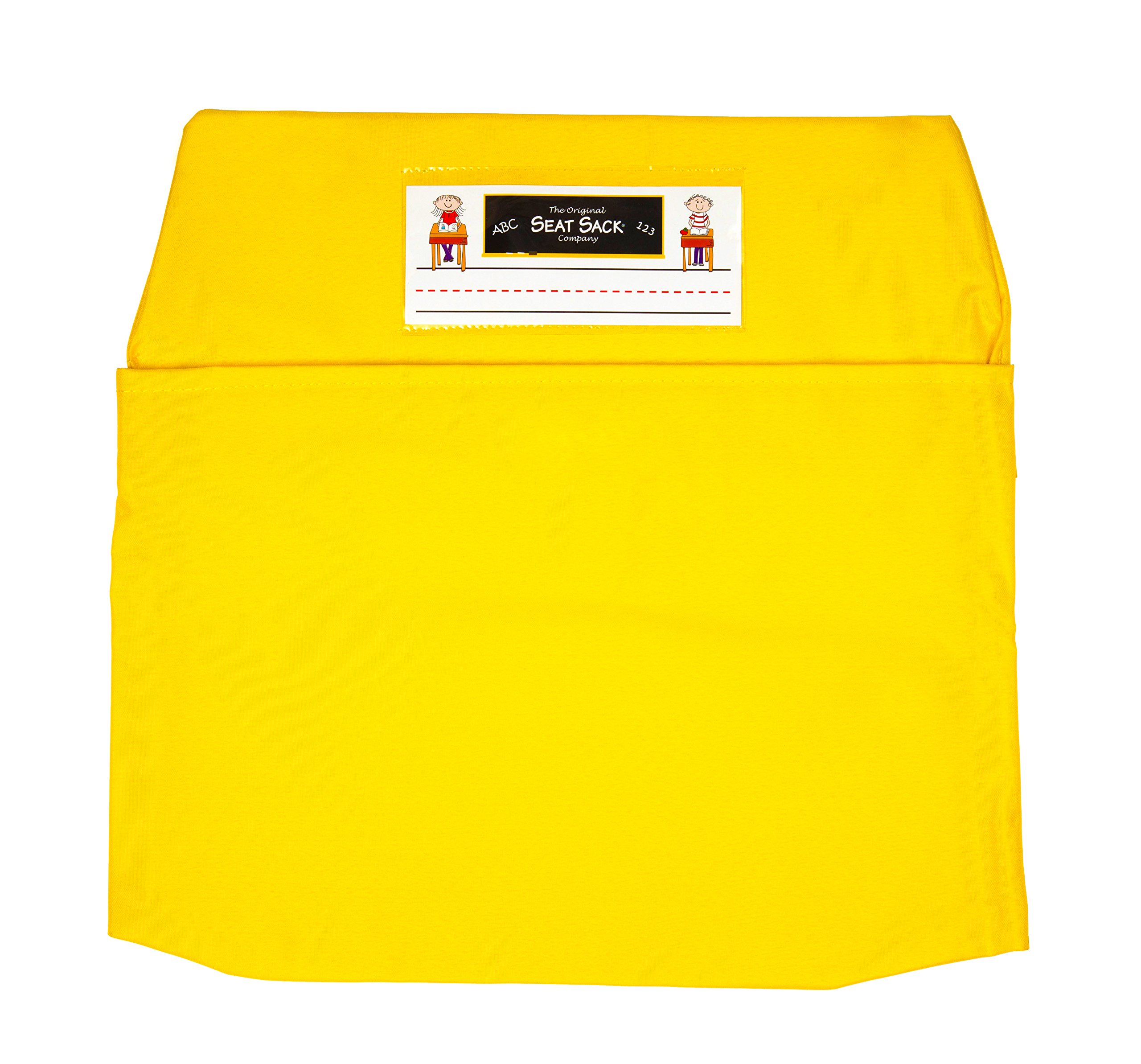 Seat Sack Student Chair Storage Pocket - 17", Single Pocket, Classroom Chair Organizer for Student Desks, Durable Over-the-Chair Storage, Ready-to-Use Name Tag Window, Yellow, 1-Pack