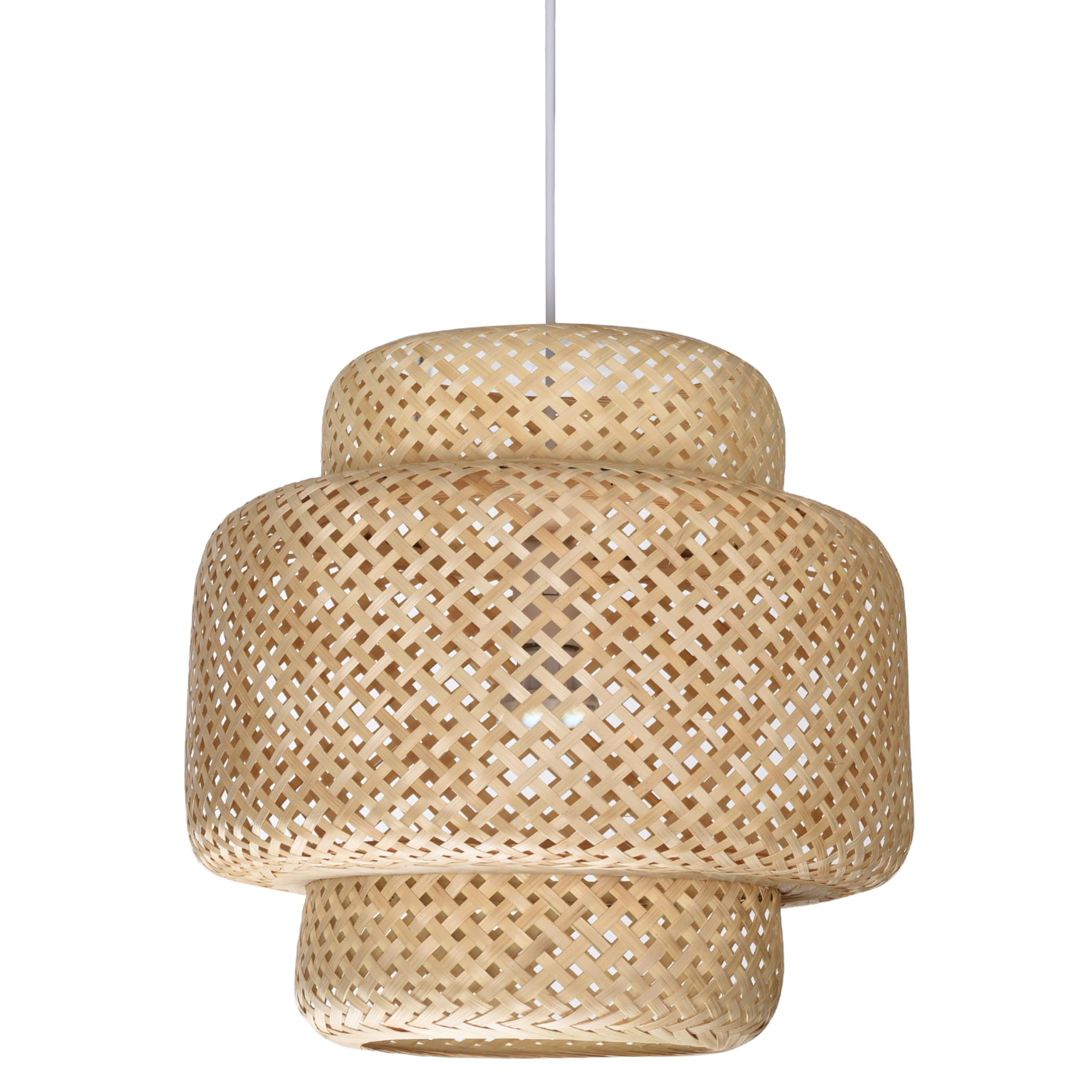 Hand Woven Rattan Lamp Shade Bamboo Pendant Lights Elegant Hanging