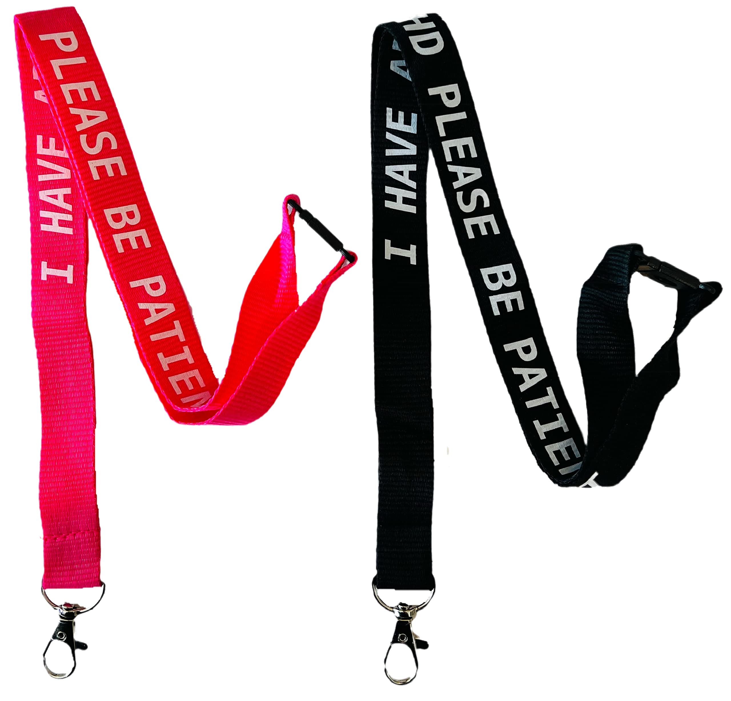 PAC Supplies Global ADHD Awareness Lanyard - I have ADHD Please Be Patient & Safety Breakaway - ADULT Size (Black)