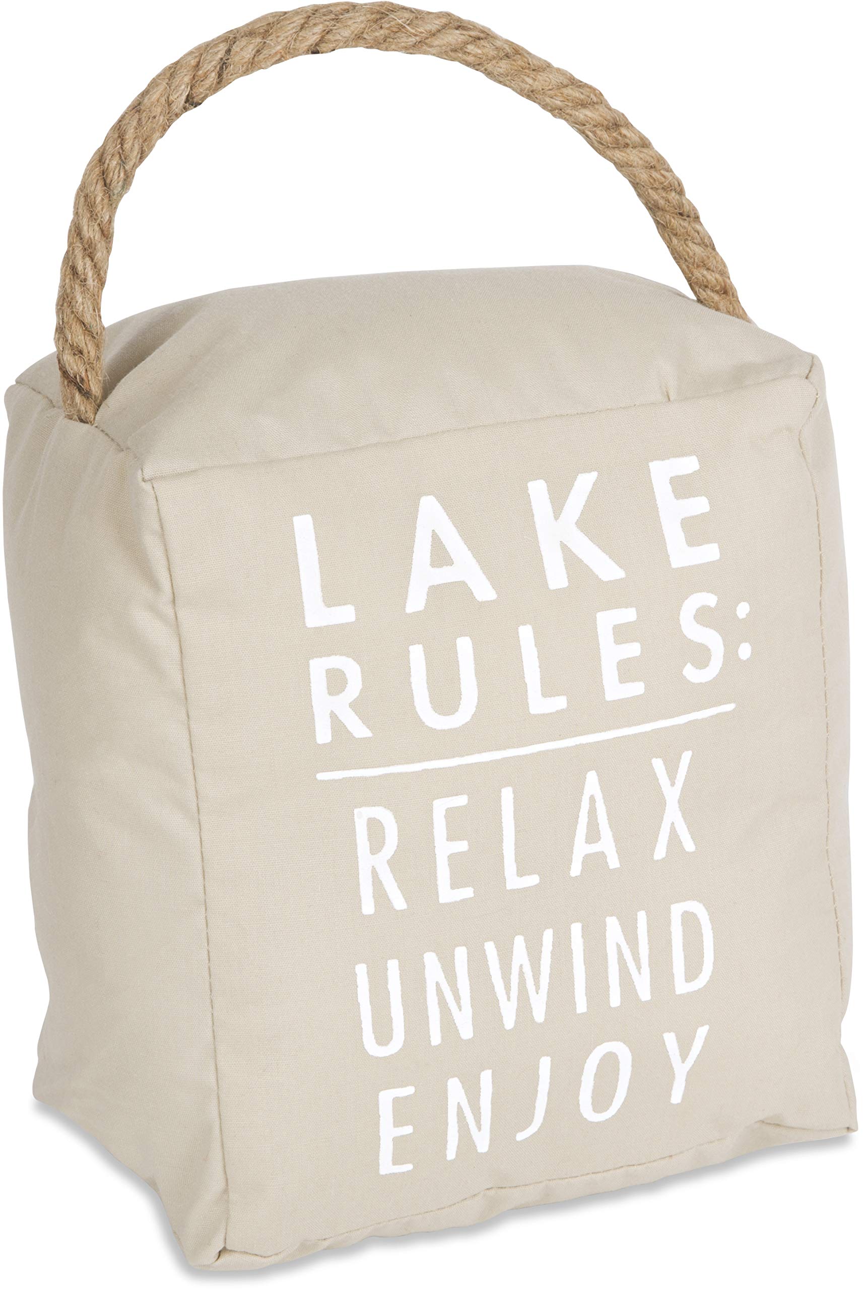 Pavilion Gift Company Lake Rules: Relax Unwind Enjoy Tan Door Stopper