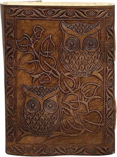 Miniatura 4 de Diario de búho, diario de cuero en relieve de búho, diario de cuero para hombres, diario de cuero para mujeres, diario de papel hecho a mano de 240