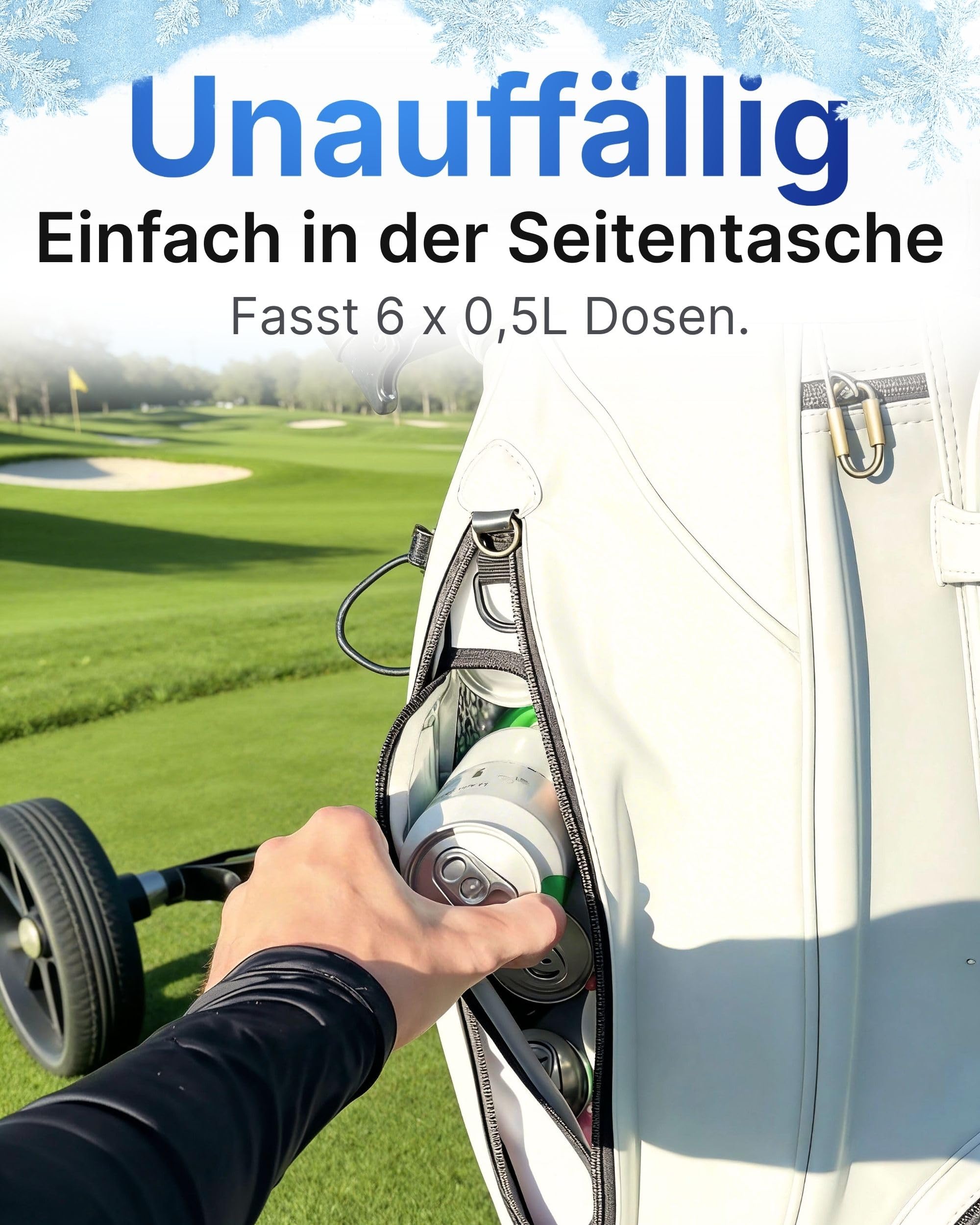 Premium Golf Bierkühler Kühltasche für Golftasche | Eiskalte 6 Dosen | Hält Getränke stundenlang kalt | wasserdichte Golf Cooler Bag