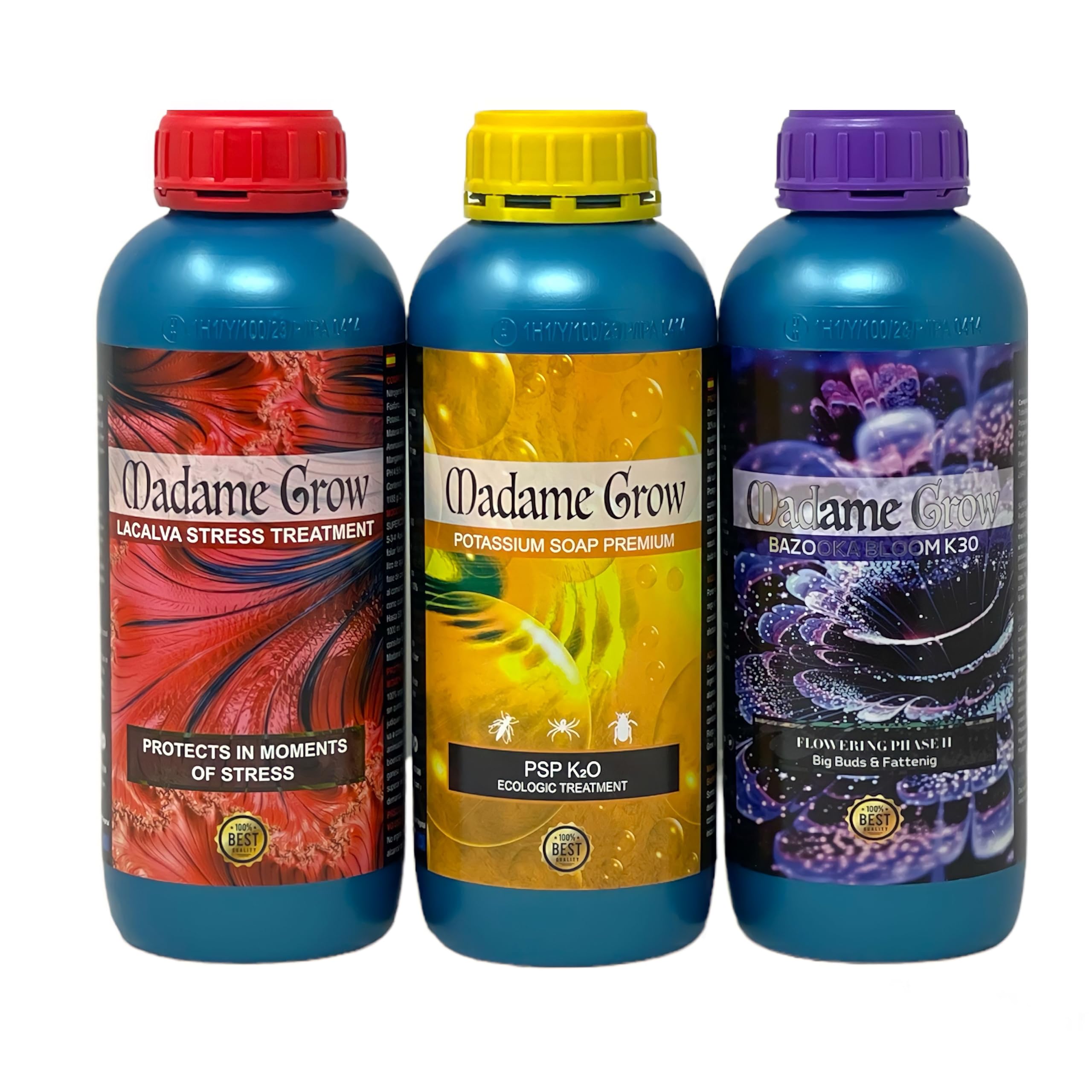 Madame Grow Kit California 3x1L — Pack Fertilizantes Orgánicos Crecimiento y Floración, Abono Líquido Superconcentrado