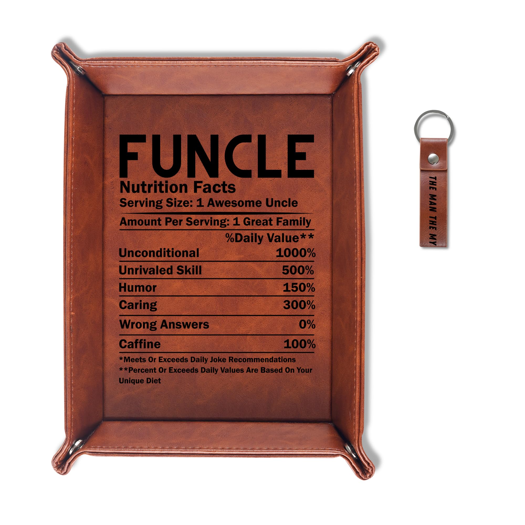 INNObeta Uncle Gifts Valet Tray from Niece Nephew for Birthday, Christmas Father’s Day, Desktop Storage Organizer PU Leather Tray - Funcle Nutrition