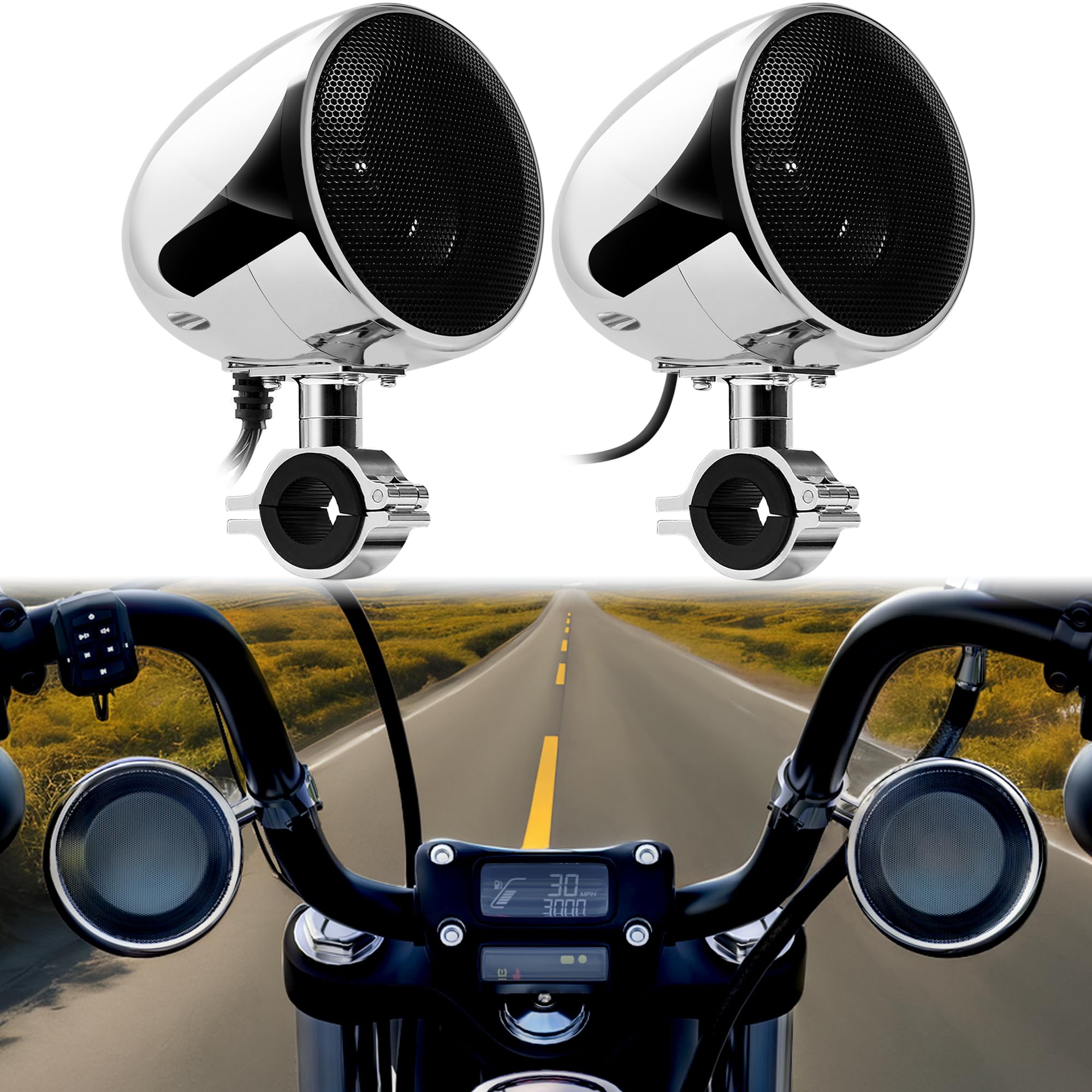 Bluetooth Motorcycle Handlebar Speakers Rockville Bluetooth ATV