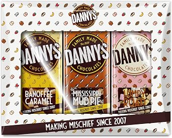 Danny's Chocolate Kids Celebration Triple Chocolate Gift Packs | Hand Made Chocolate Bars | 3 x 40g Bars In a Gift Pack Multipack Selection Box | Christmas Eve Box Fillers
