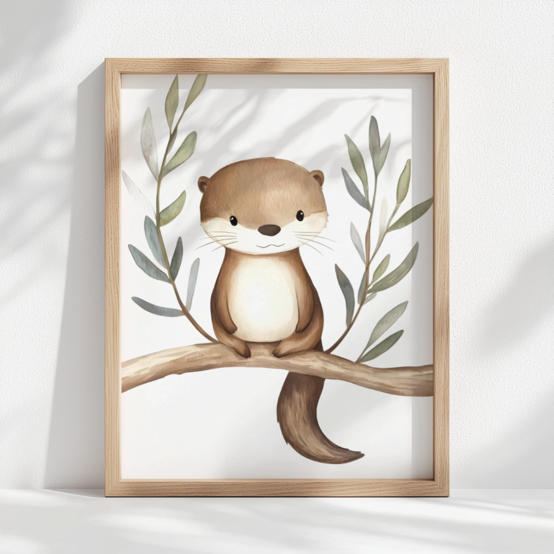 Generisch Waldtiere Poster Set Kinderzimmer – Otter, Fuchs & Igel Wandbilder – Babyzimmer Deko Mädchen & Jungen – Bilder Aquarell Tiere (DIN A4) - 4