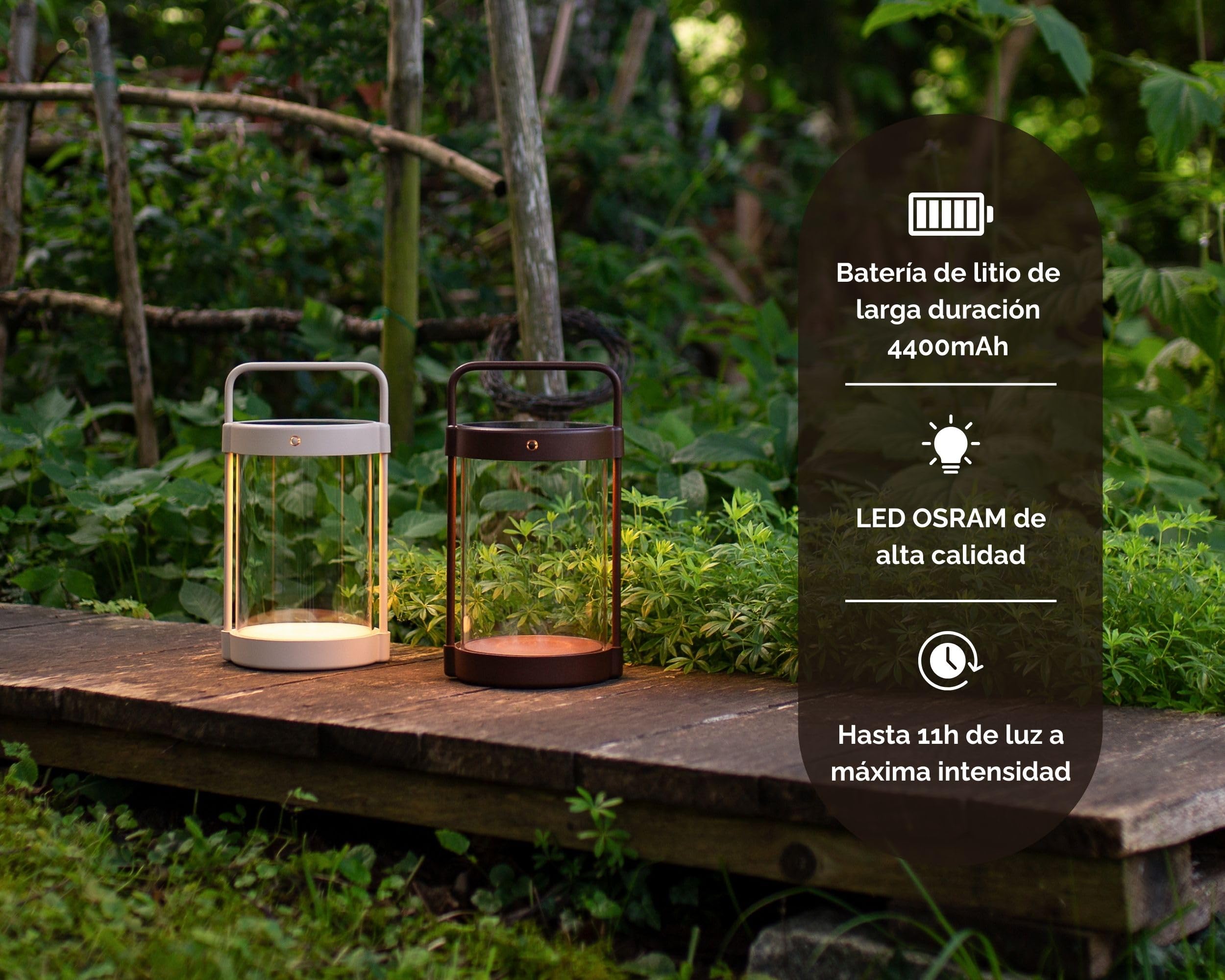 LUUK Studio Solar Lámpara de Mesa LED Recargable USB-C sin Cable, IP65 Exterior e Interior, Portátil Inalámbrica, Jardín y Terraza, Luz Cálida Regulable, Diseño Moderno de Vidrio y Aluminio, Negro