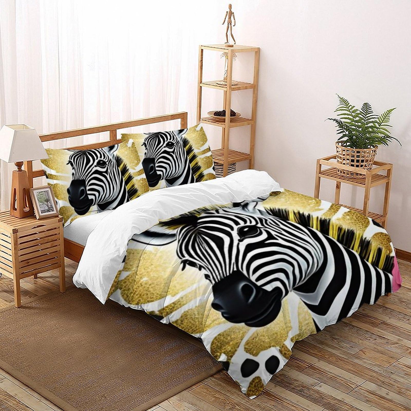 Housse de couette zèbre animaux imprimé 3D avec 2 taies d'oreiller garçon